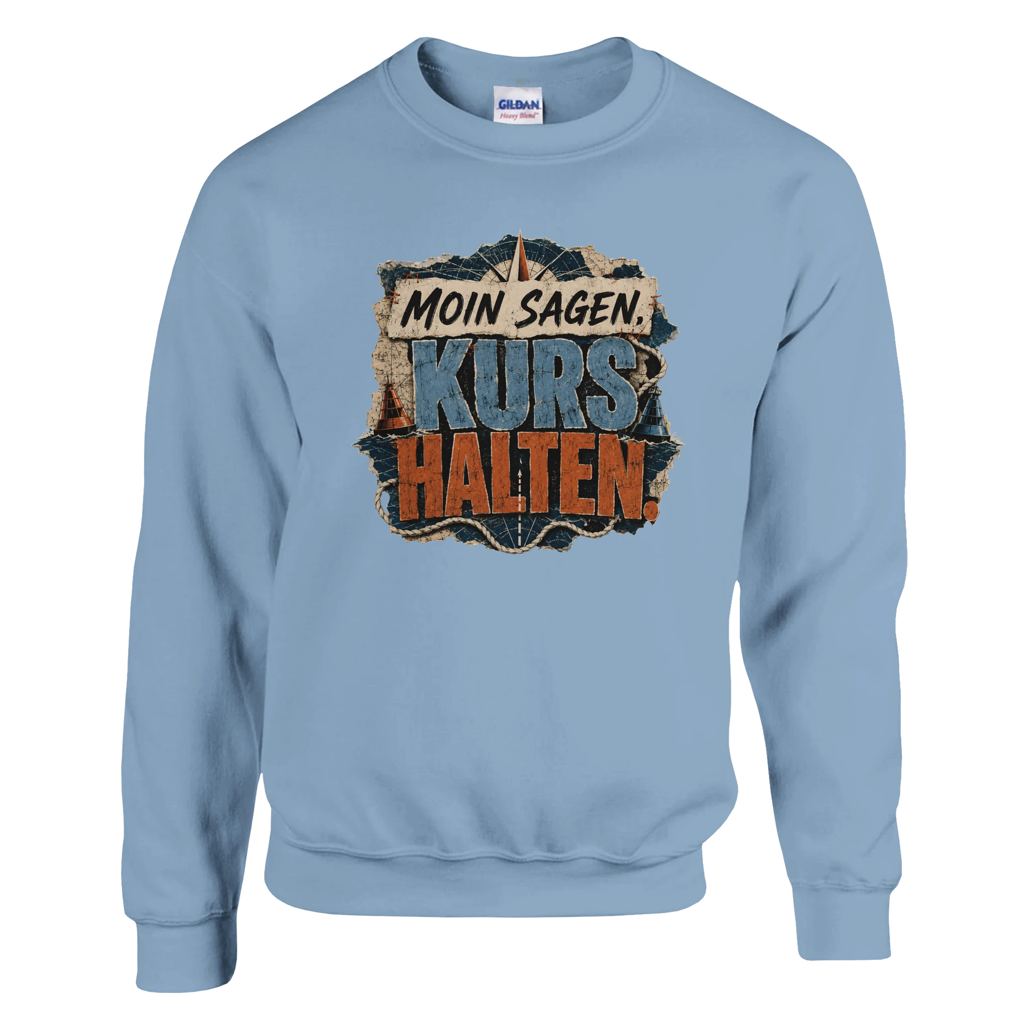 Pullover in Hellrosa mit Motiv „Moin sagen. Kurs halten.“