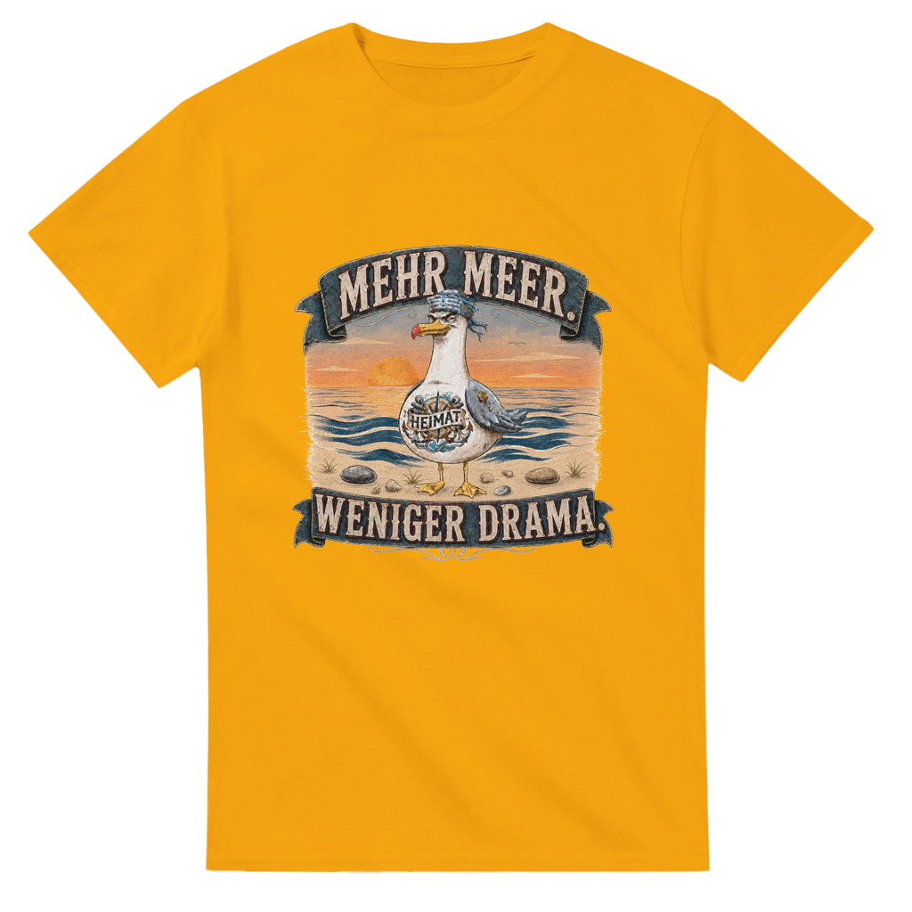 T-Shirt in Weiß mit Motiv „Mehr Meer. Weniger Drama.“