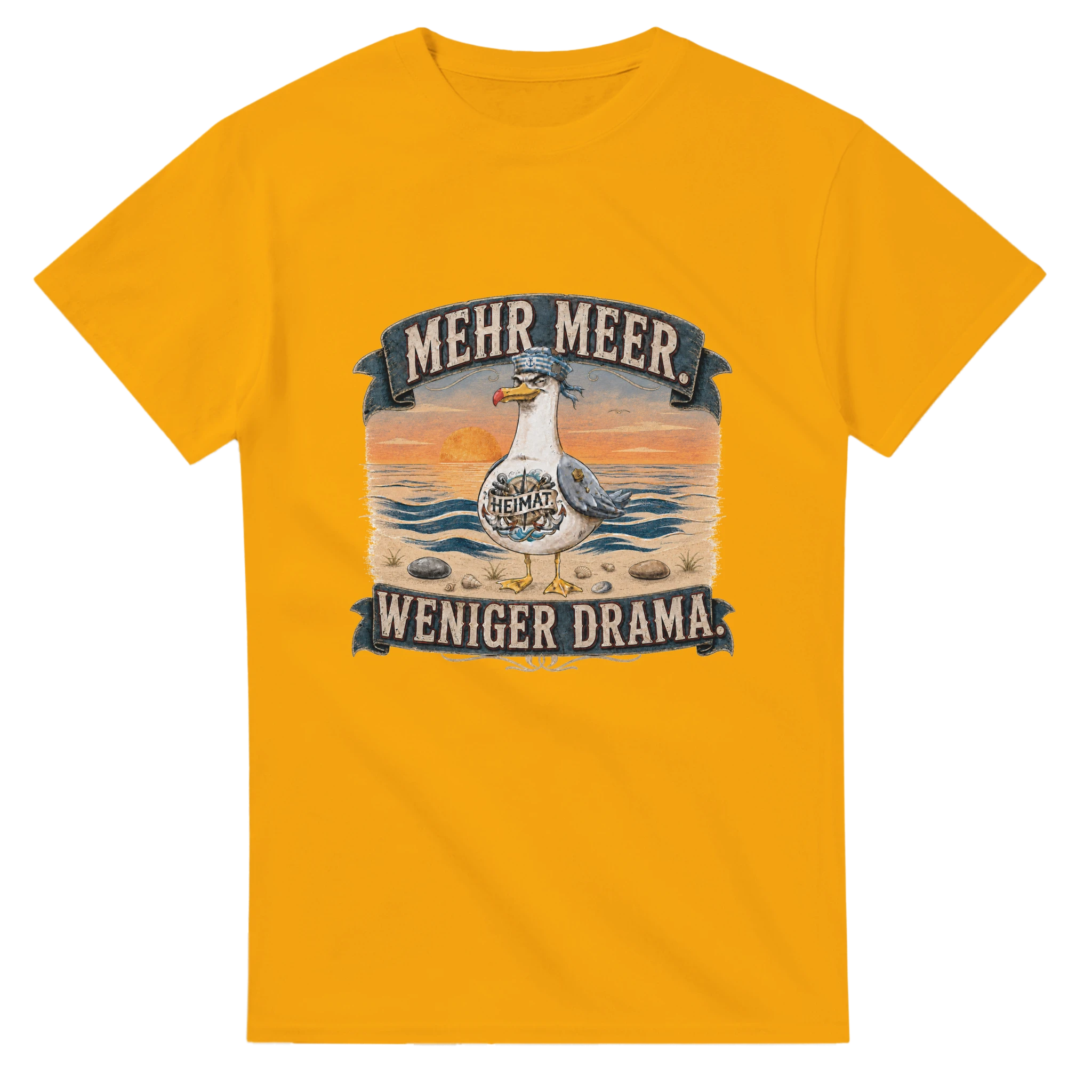 T-Shirt in Weiß mit Motiv „Mehr Meer. Weniger Drama.“