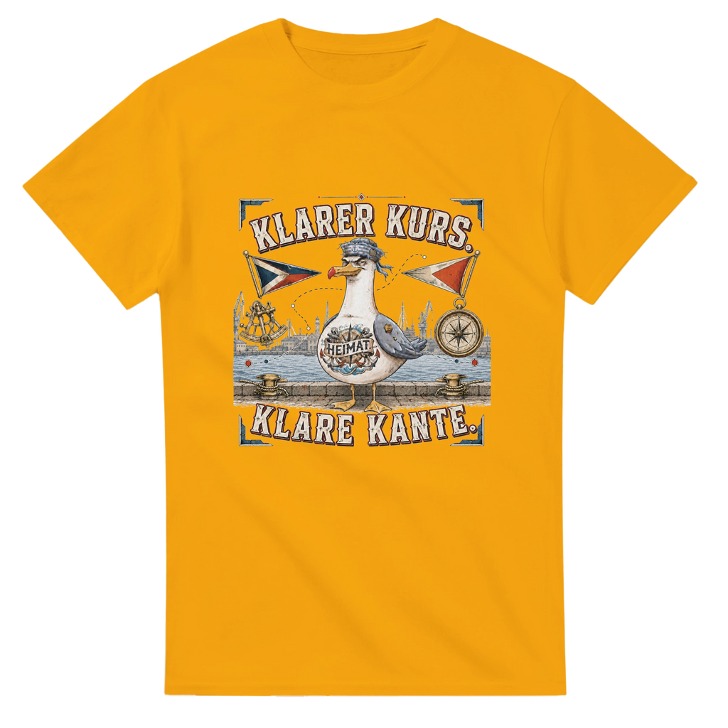 T-Shirt in Natur mit Motiv „Klarer Kurs. Klare Kante. Möwe“