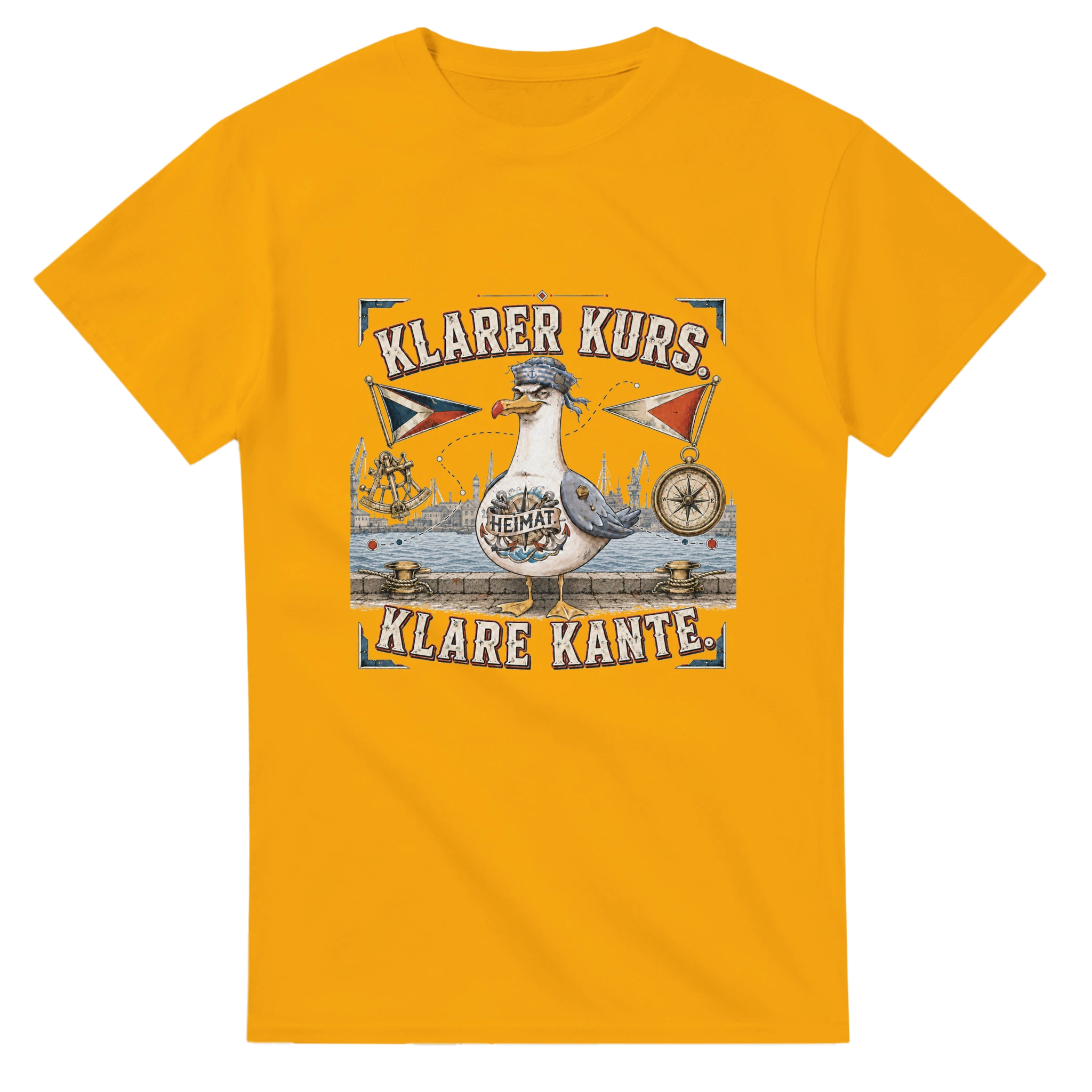T-Shirt in Natur mit Motiv „Klarer Kurs. Klare Kante. Möwe“