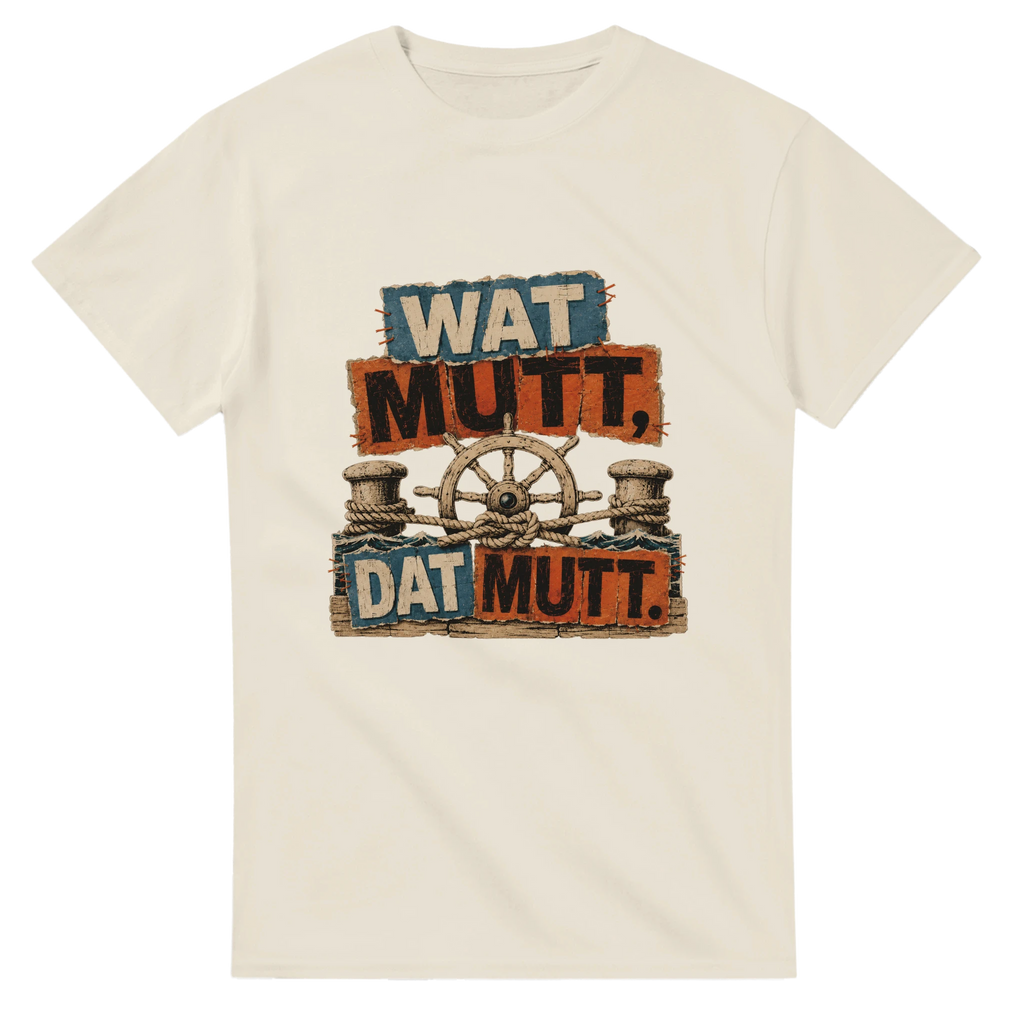 T-Shirt in Weiß mit Motiv „Wat Mutt, Dat Mutt.“