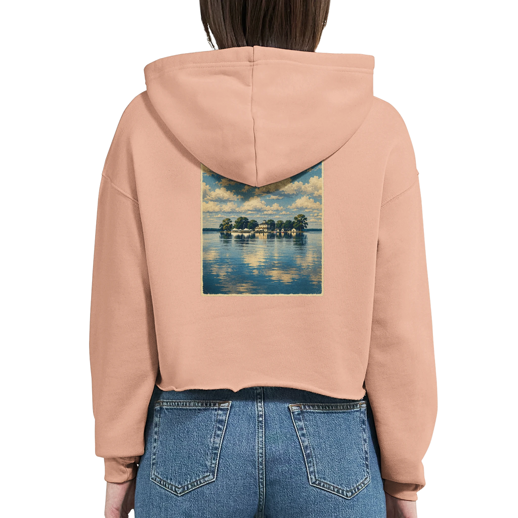 Damen-Hoodie in Weiß mit Motiv „Wilhelmstein im Steinhuder Meer“
