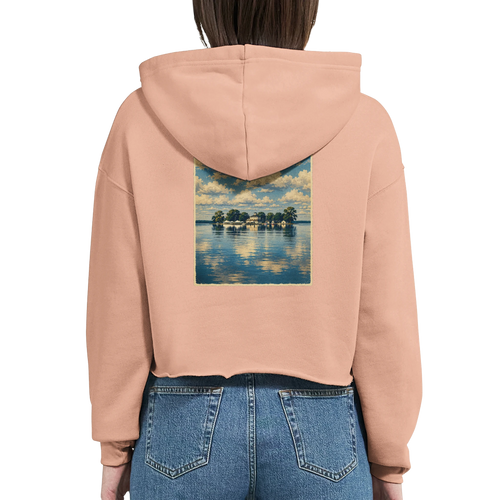 Damen-Hoodie in Weiß mit Motiv „Wilhelmstein im Steinhuder Meer“