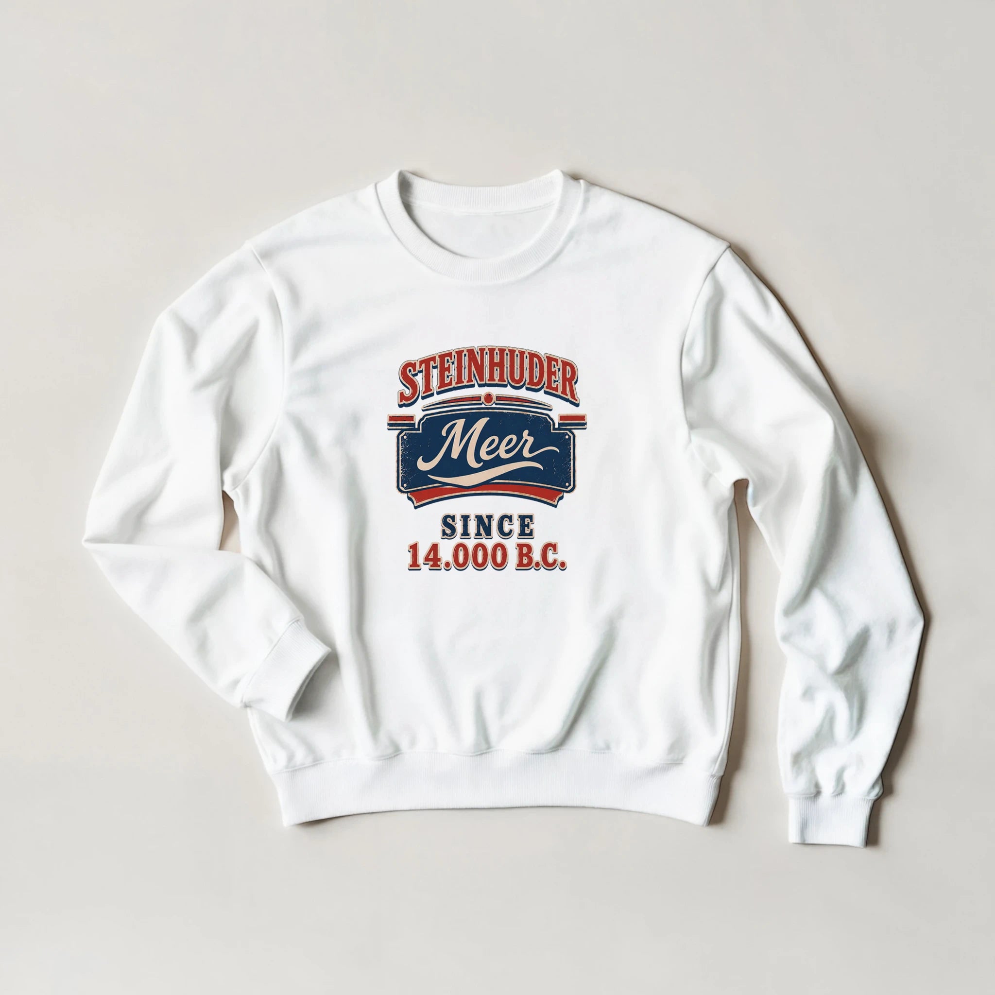 Pullover in Aschgrau mit Motiv „Since 14.000 B.C.“