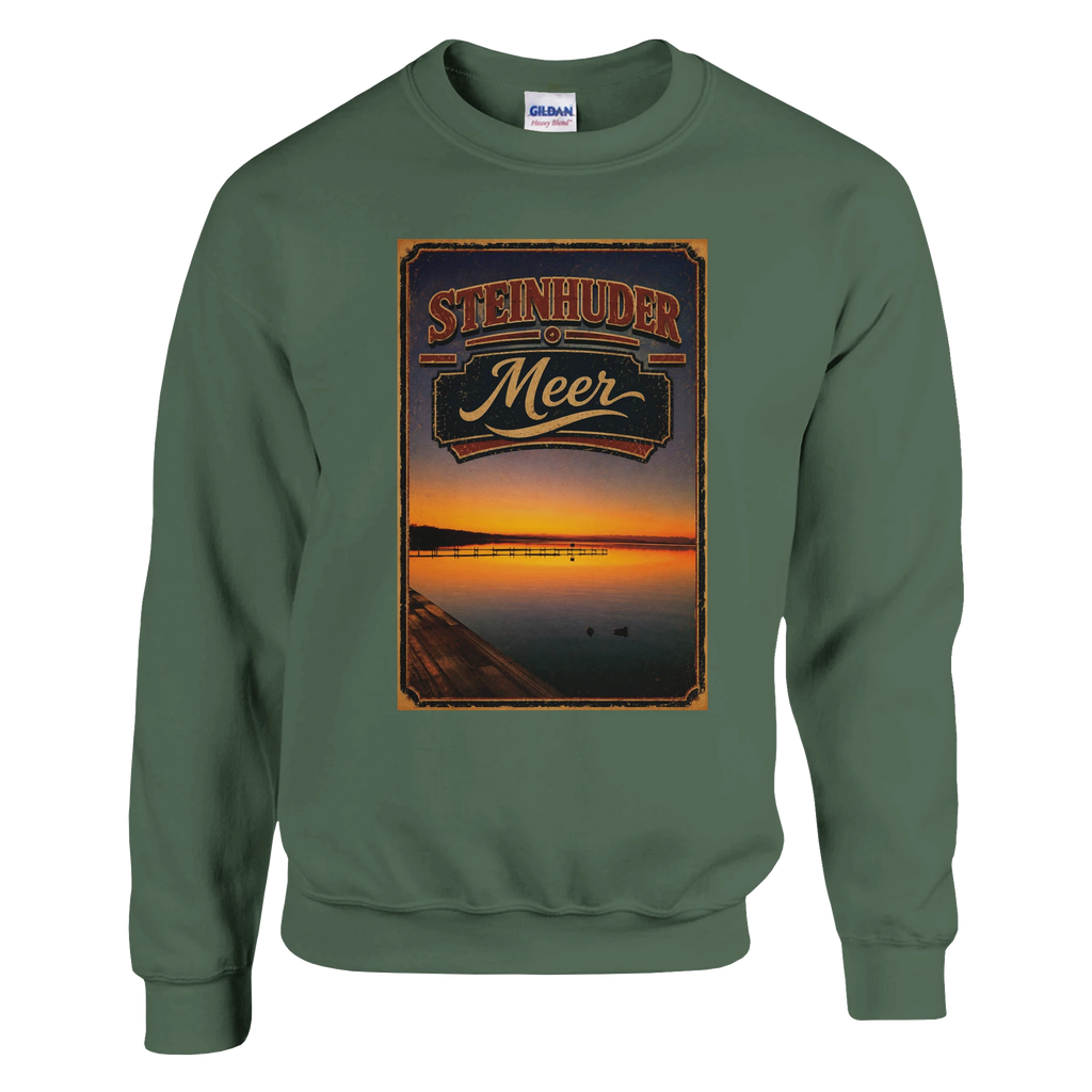 Pullover in Aschgrau mit Motiv „Steg an der Planke“