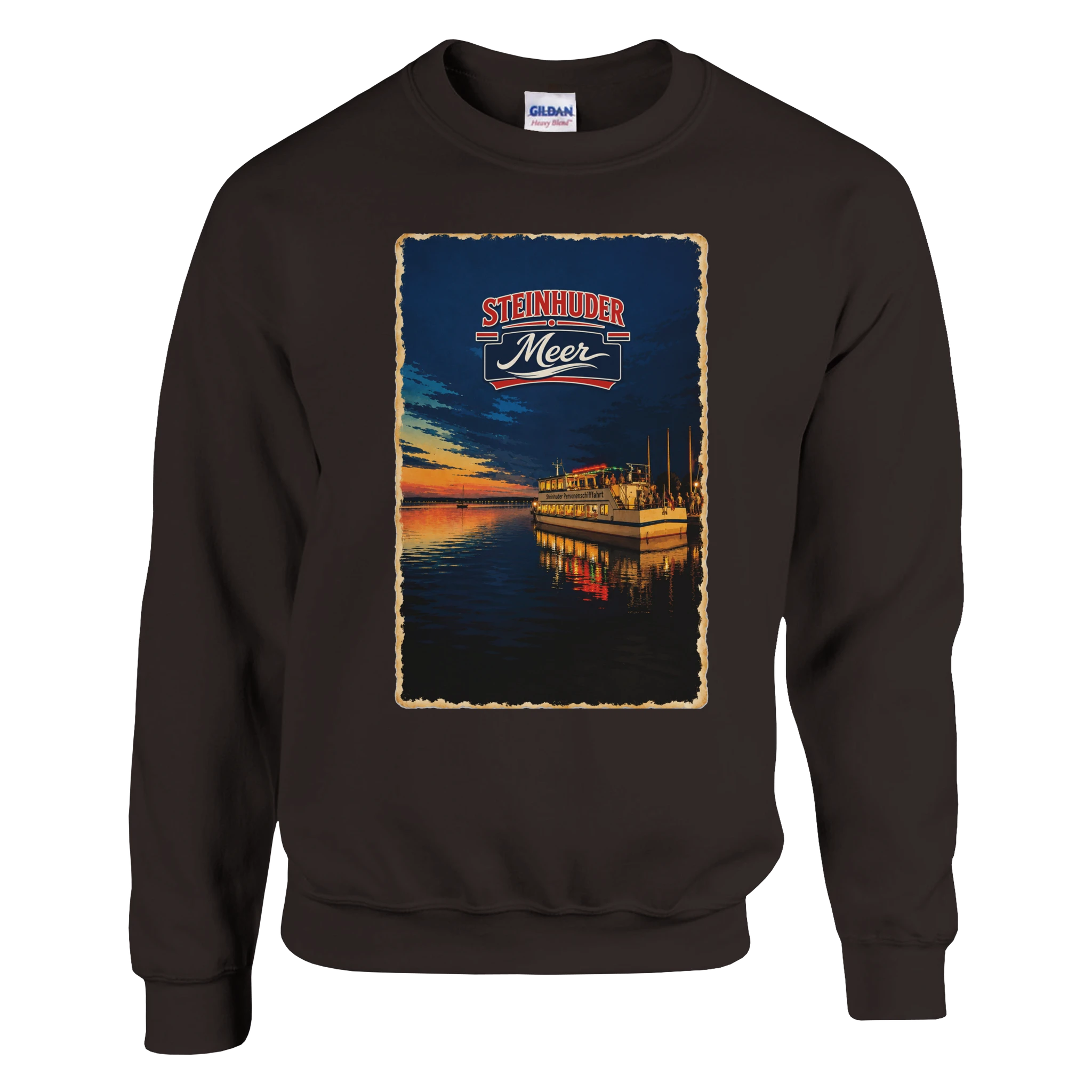 Pullover in Weiß mit Motiv „MS Steinhude Abendstimmung“