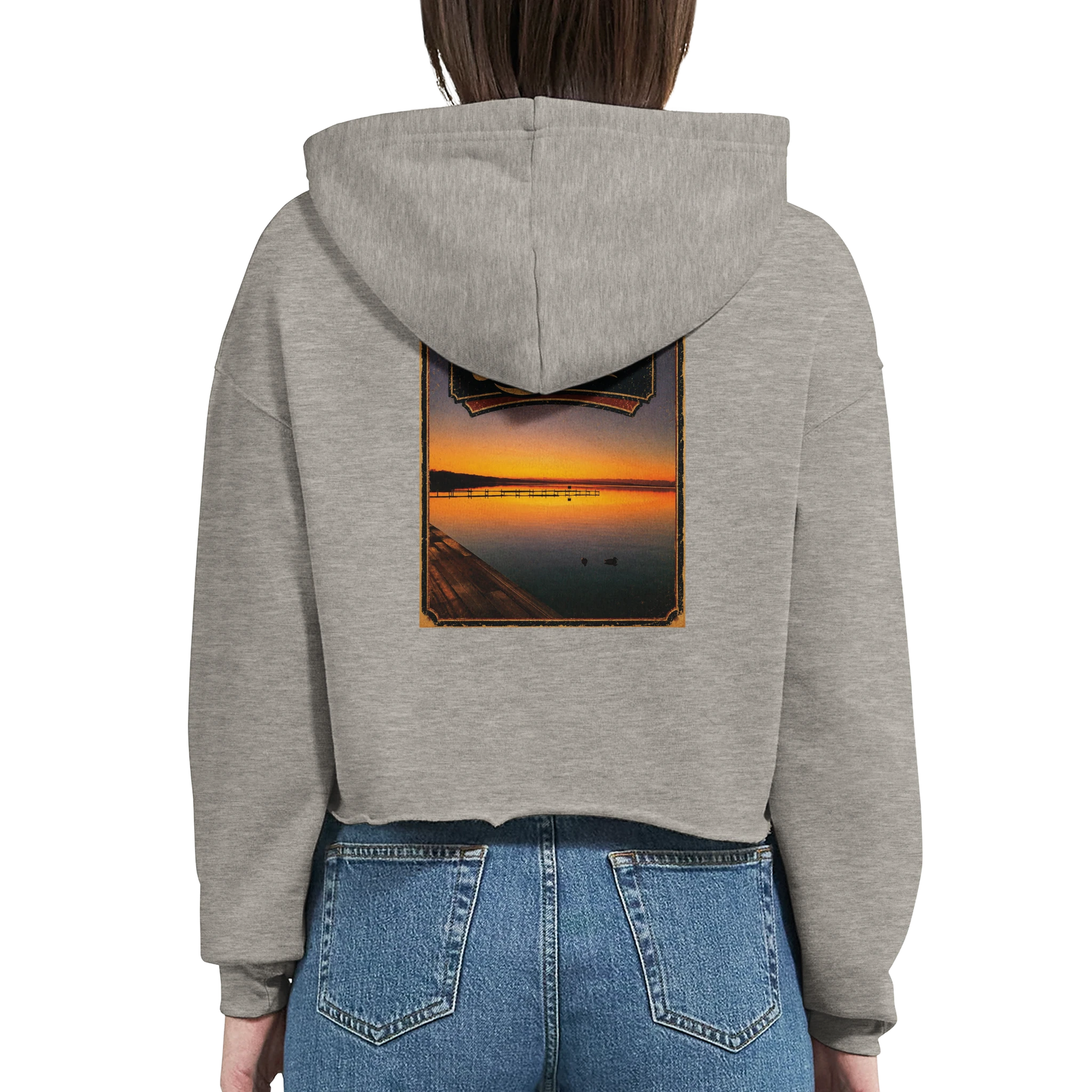Damen-Hoodie in Weiß mit Motiv „Steg an der Planke“