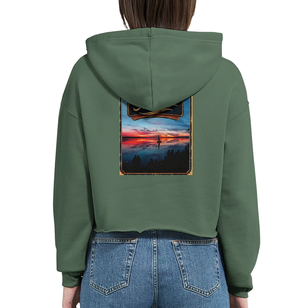 Damen-Hoodie in Weiß mit Motiv „Sunset mit Segler am Wilhelmstein – Steinhuder Meer“