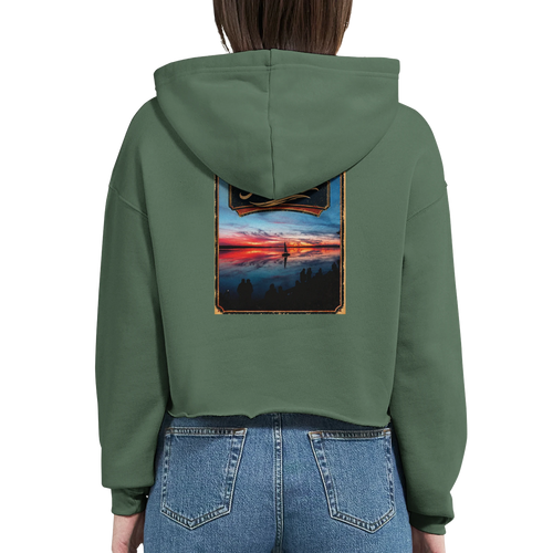 Damen-Hoodie in Weiß mit Motiv „Sunset mit Segler am Wilhelmstein – Steinhuder Meer“