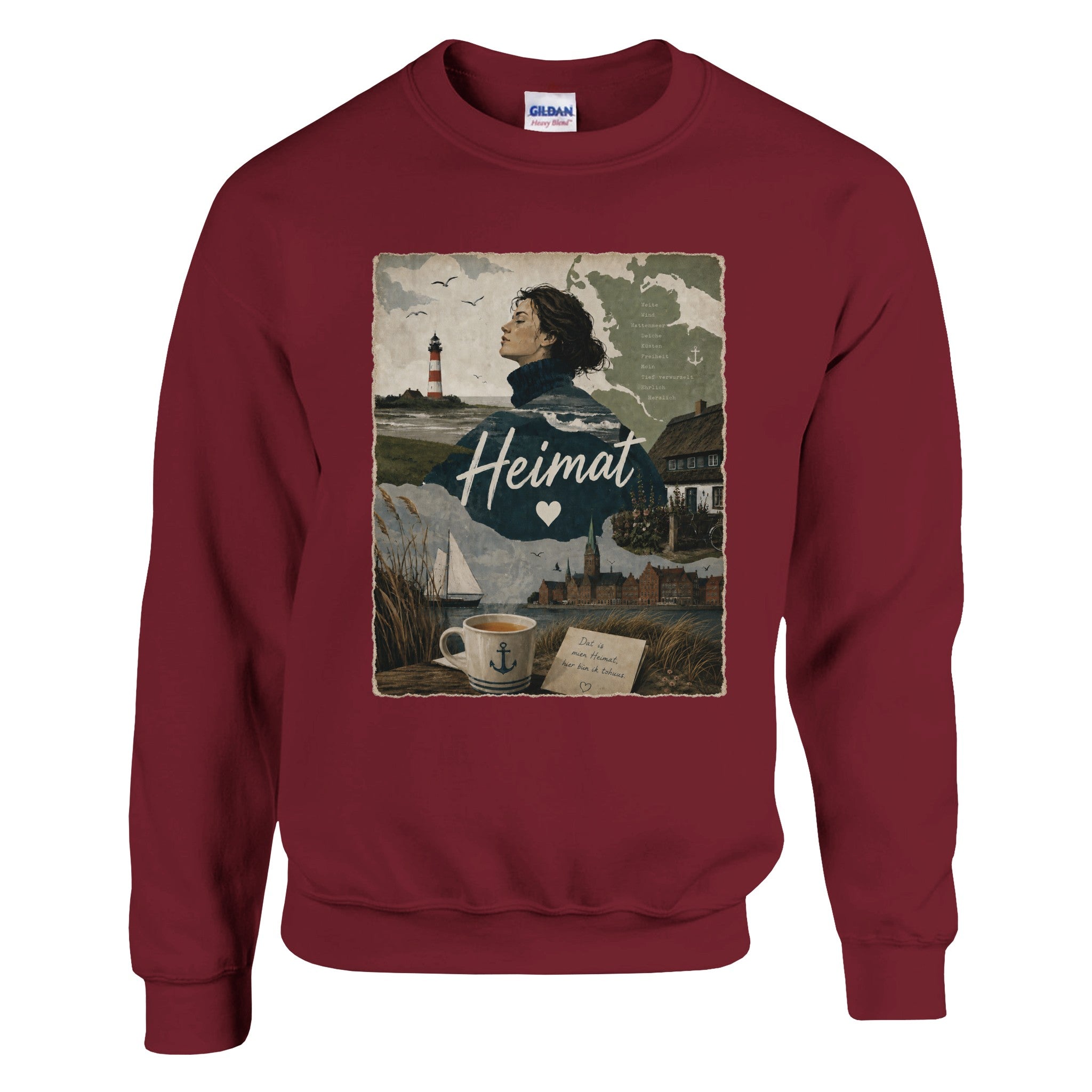 Pullover in Hellrosa mit Motiv „Heimat mit Herz“