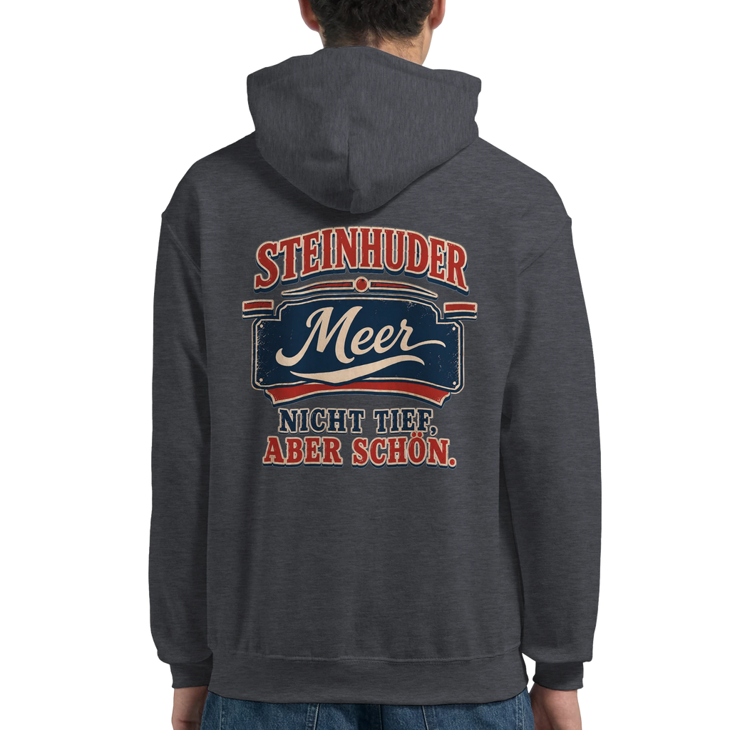 Hoodie in Weiß mit Motiv „Nicht tief, aber schön – HeimatLiebe“