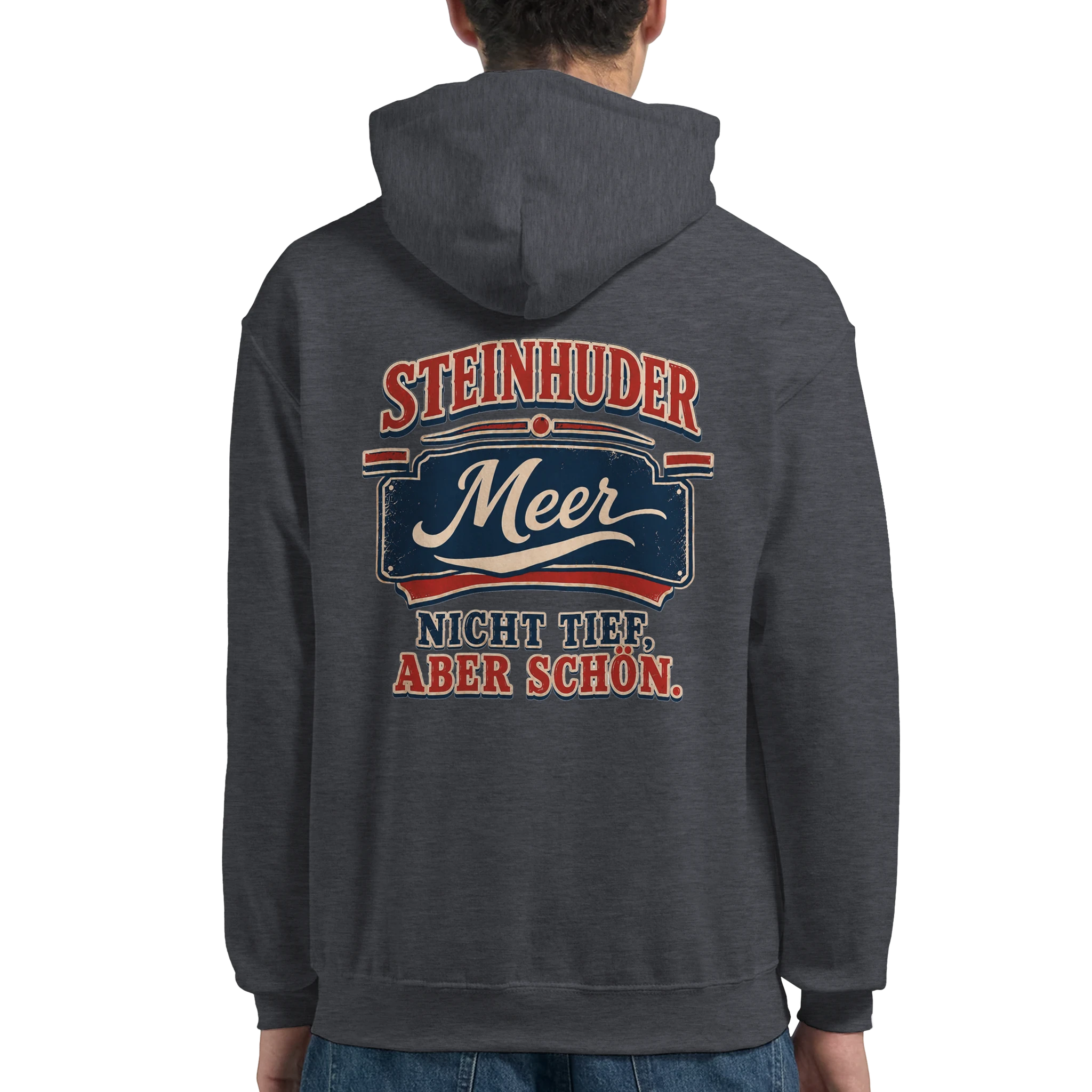 Hoodie in Weiß mit Motiv „Nicht tief, aber schön – HeimatLiebe“