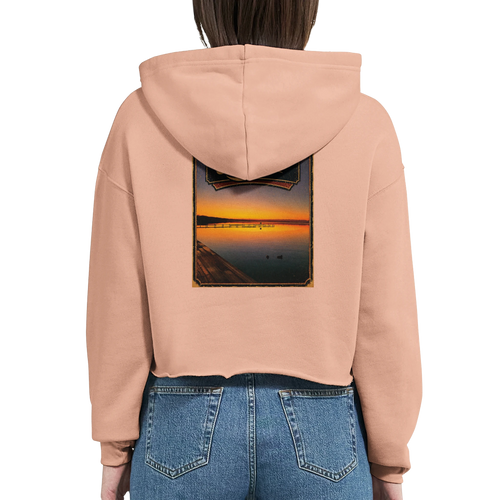 Damen-Hoodie in Weiß mit Motiv „Steg an der Planke“