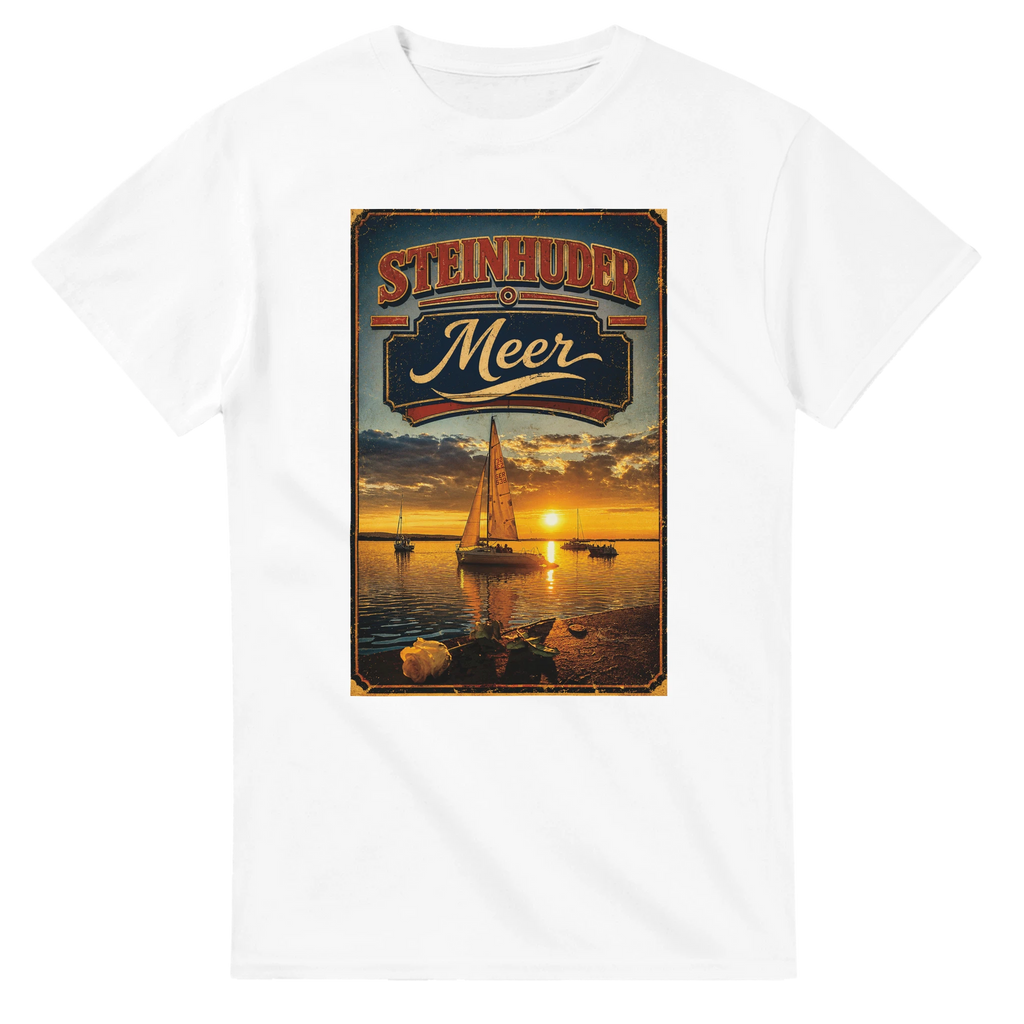 T-Shirt in Weiß mit Motiv „White Night am Wilhelmstein mit Sonnenuntergang“