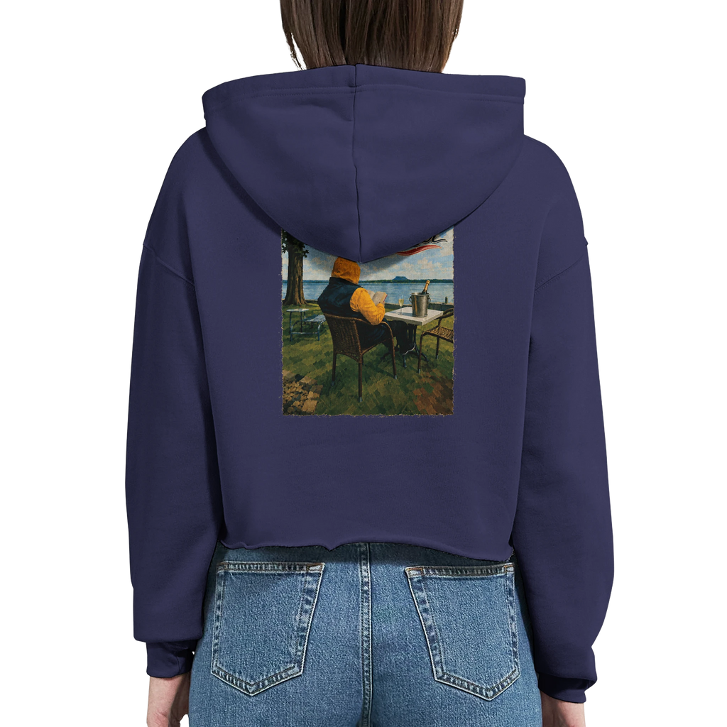 Damen-Hoodie in Pfirsich mit Motiv „Relax und Champagner“