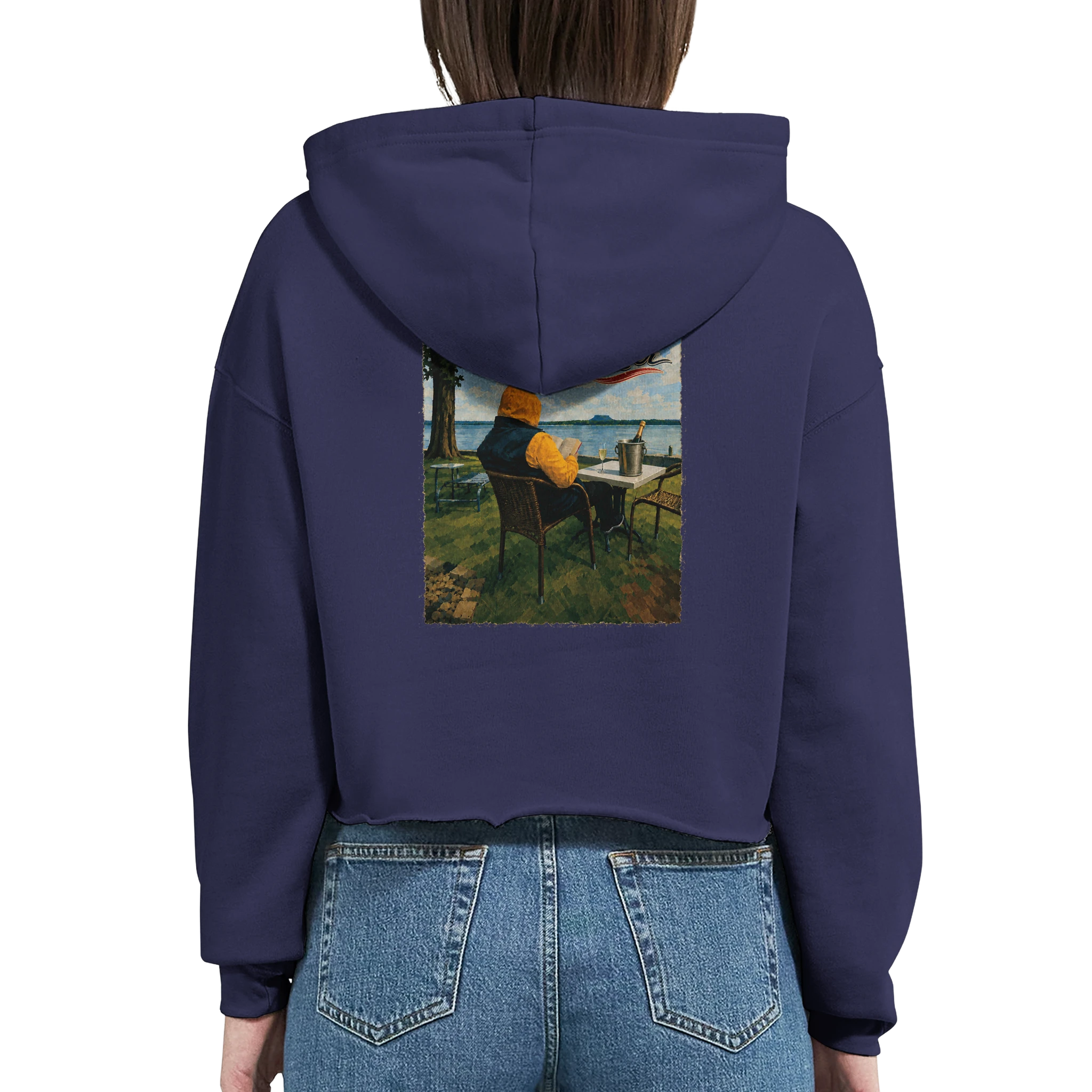 Damen-Hoodie in Pfirsich mit Motiv „Relax und Champagner“