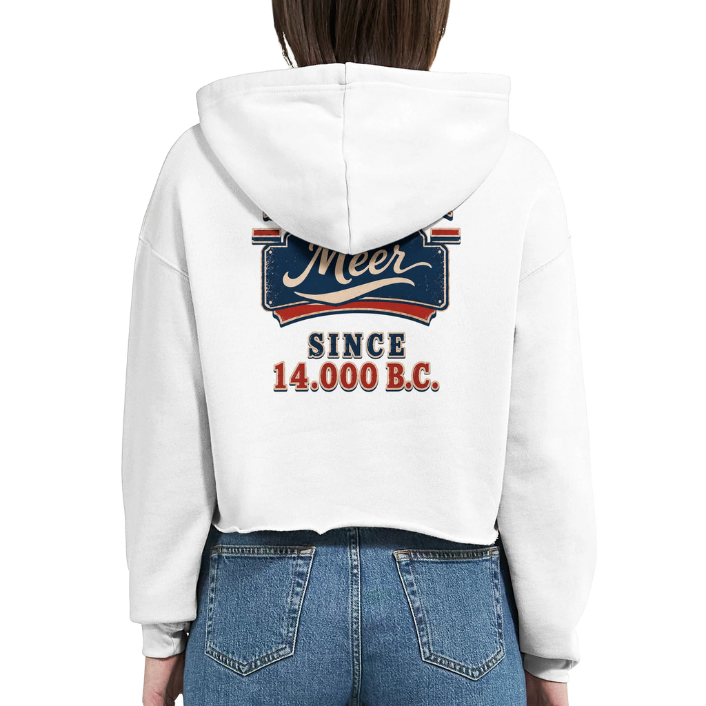 Damen-Hoodie in Weiß mit Motiv „Since 14.000 B.C.“