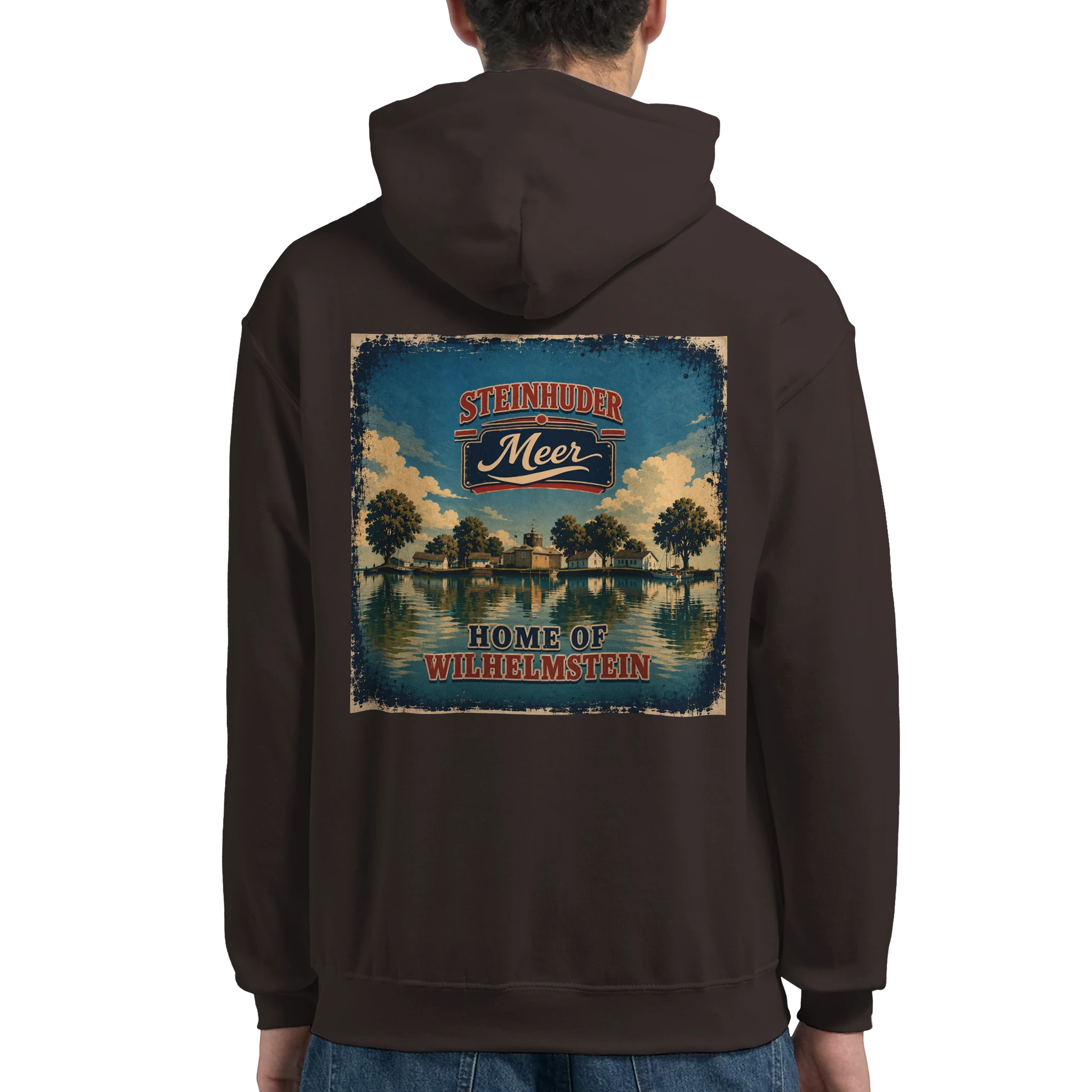 Hoodie in Weiß mit Motiv „Insel Wilhelmstein“
