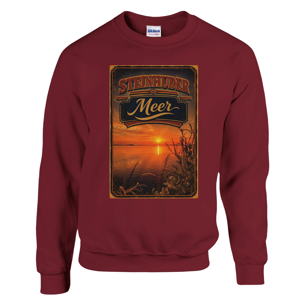 Pullover in Weiß mit Motiv „Sunset am Steinhuder Meer“