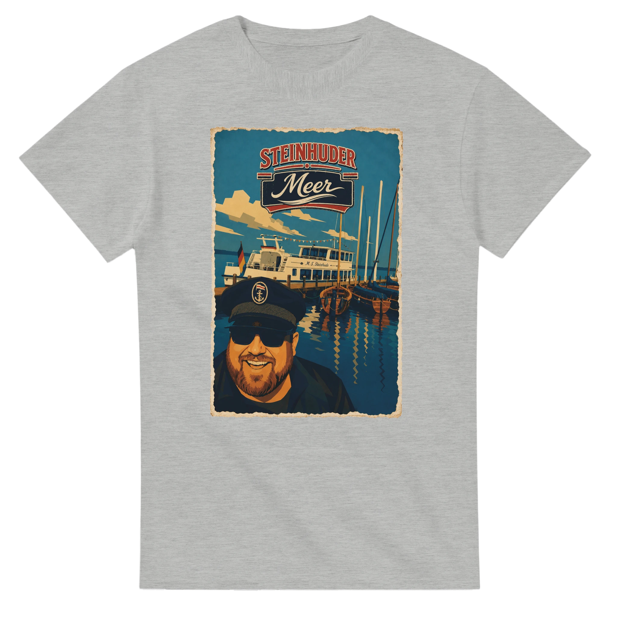 T-Shirt in Weiß mit Motiv „Kapitän an Bord“