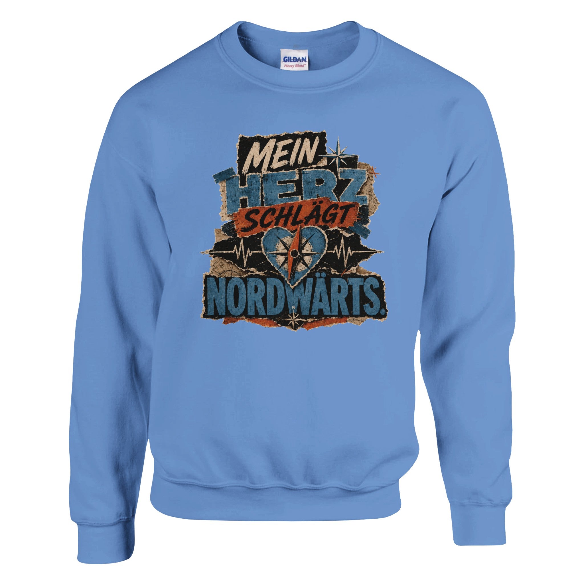 Pullover in Weiß mit Motiv „Mein Herz schlägt NORDWÄRTS.“
