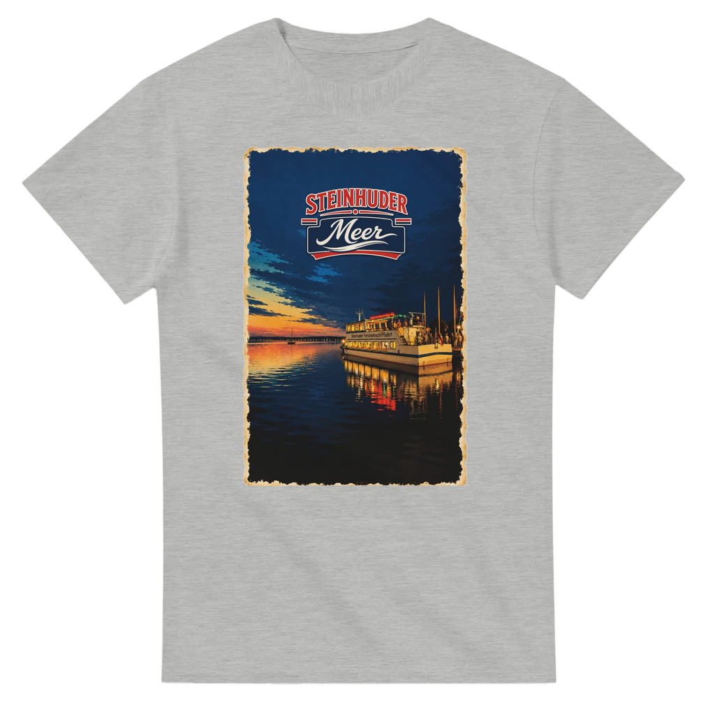 T-Shirt in Natur mit Motiv „MS Steinhude Abendstimmung“