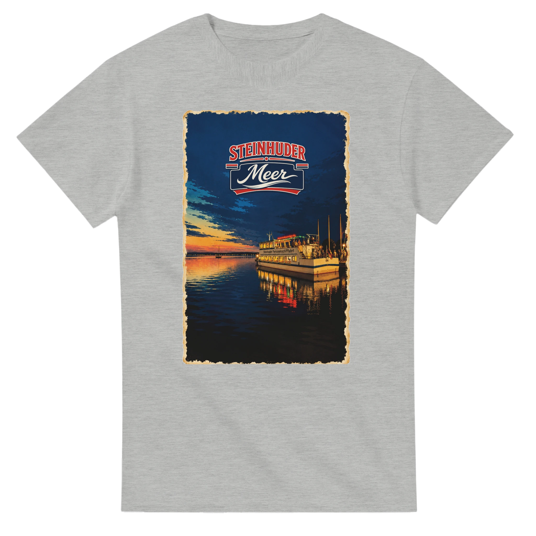 T-Shirt in Natur mit Motiv „MS Steinhude Abendstimmung“