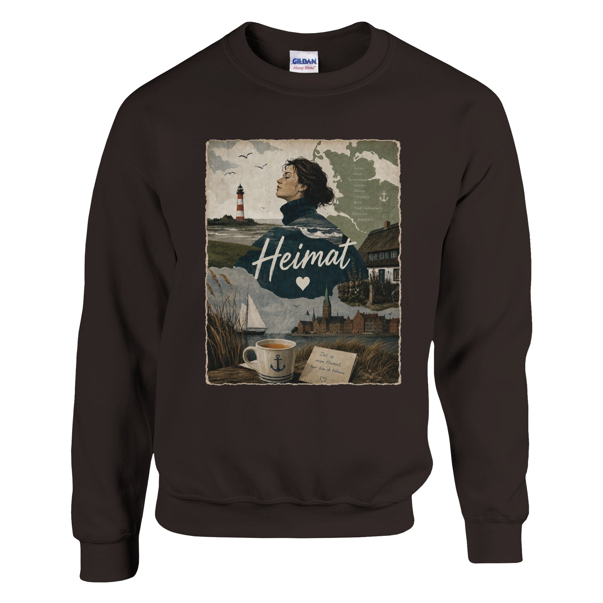 Pullover in Weiß mit Motiv „Heimat mit Herz“