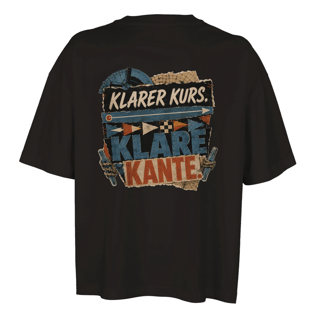 Damen-T-Shirt in Weiß mit Motiv „Klarer Kurs. Klare Kante.“