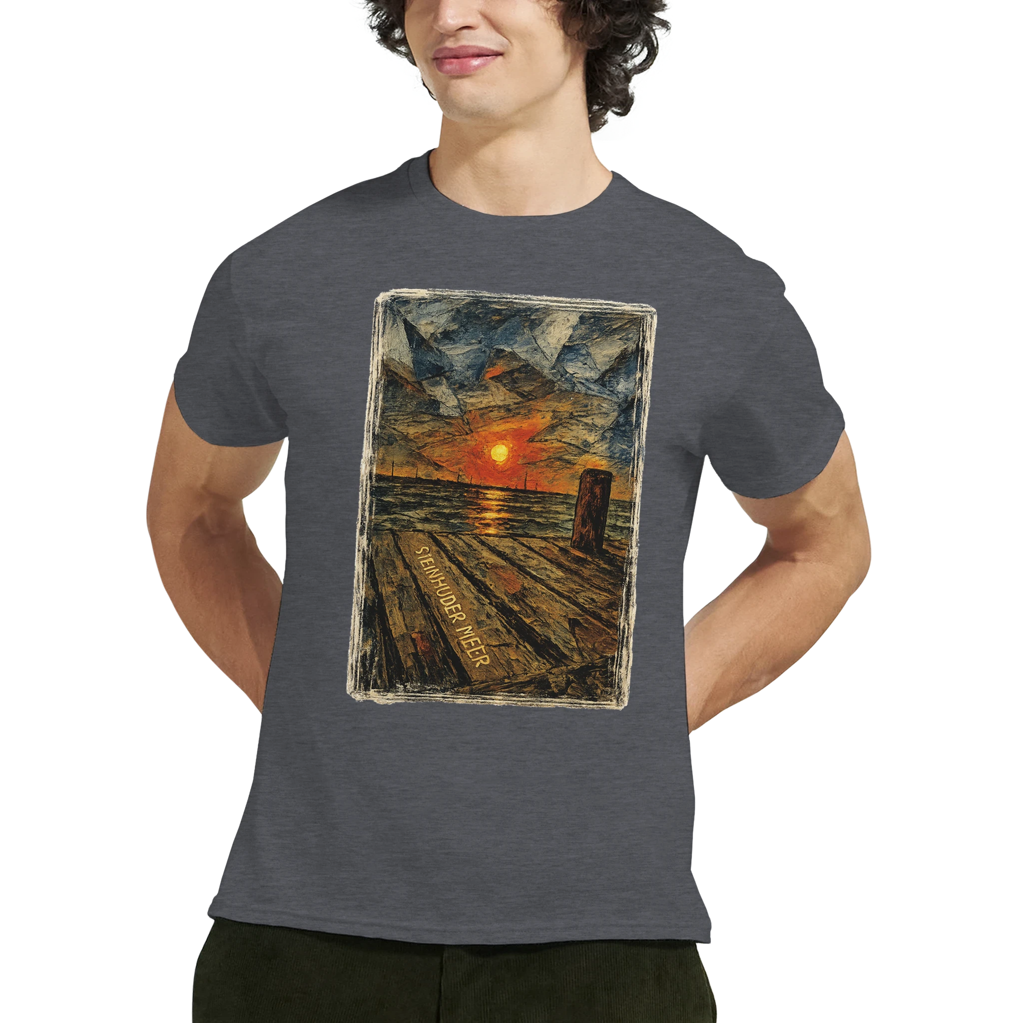 T-Shirt in Sand mit Motiv „Steinhuder Meer Kunst“