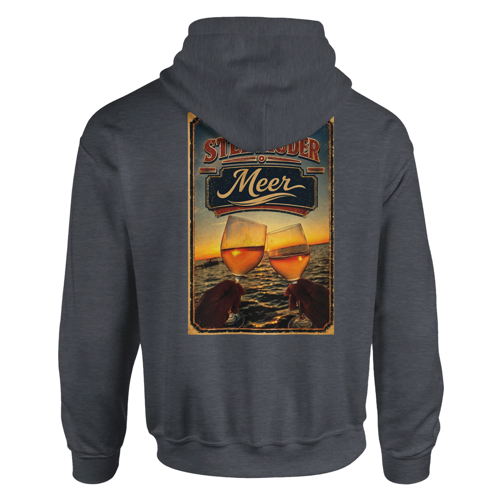 Hoodie in Aschgrau mit Motiv „Stößchen bei Sunset“
