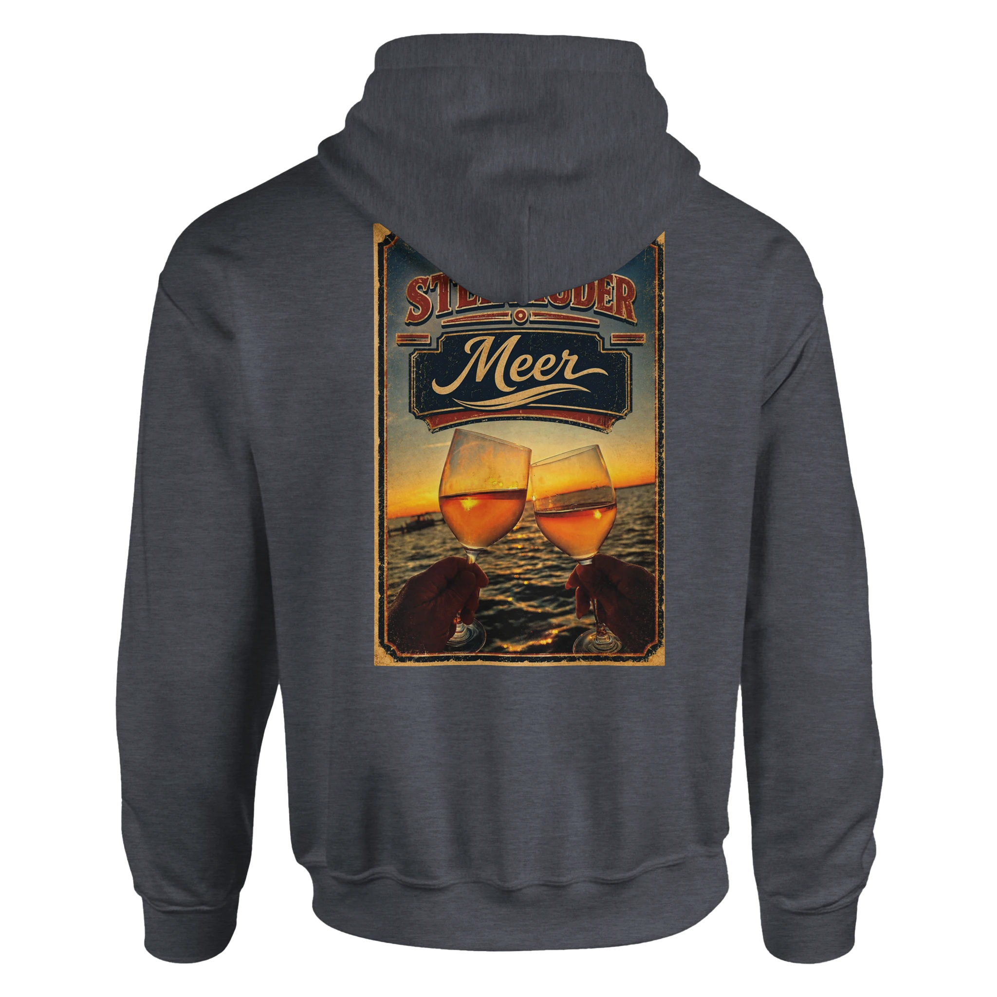 Hoodie in Aschgrau mit Motiv „Stößchen bei Sunset“