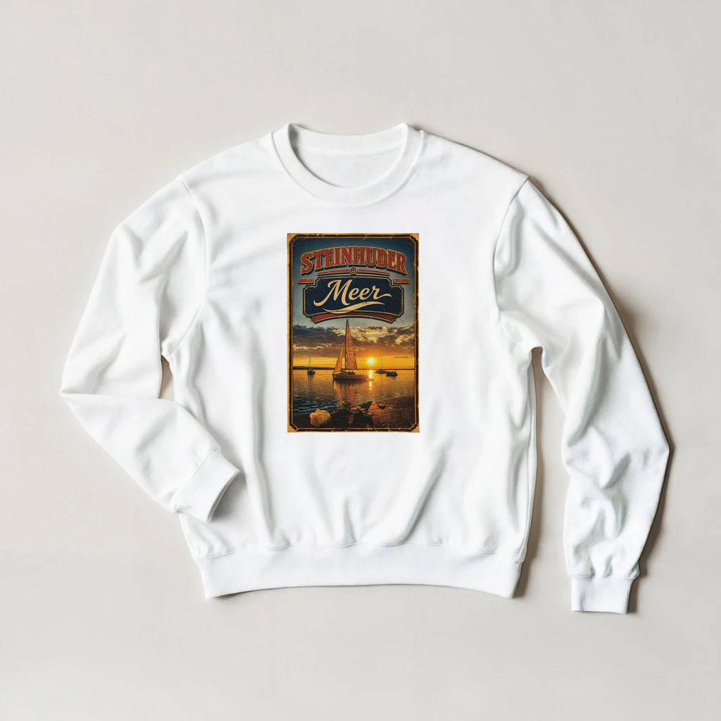 Pullover in Aschgrau mit Motiv „White Night am Wilhelmstein mit Sunset“