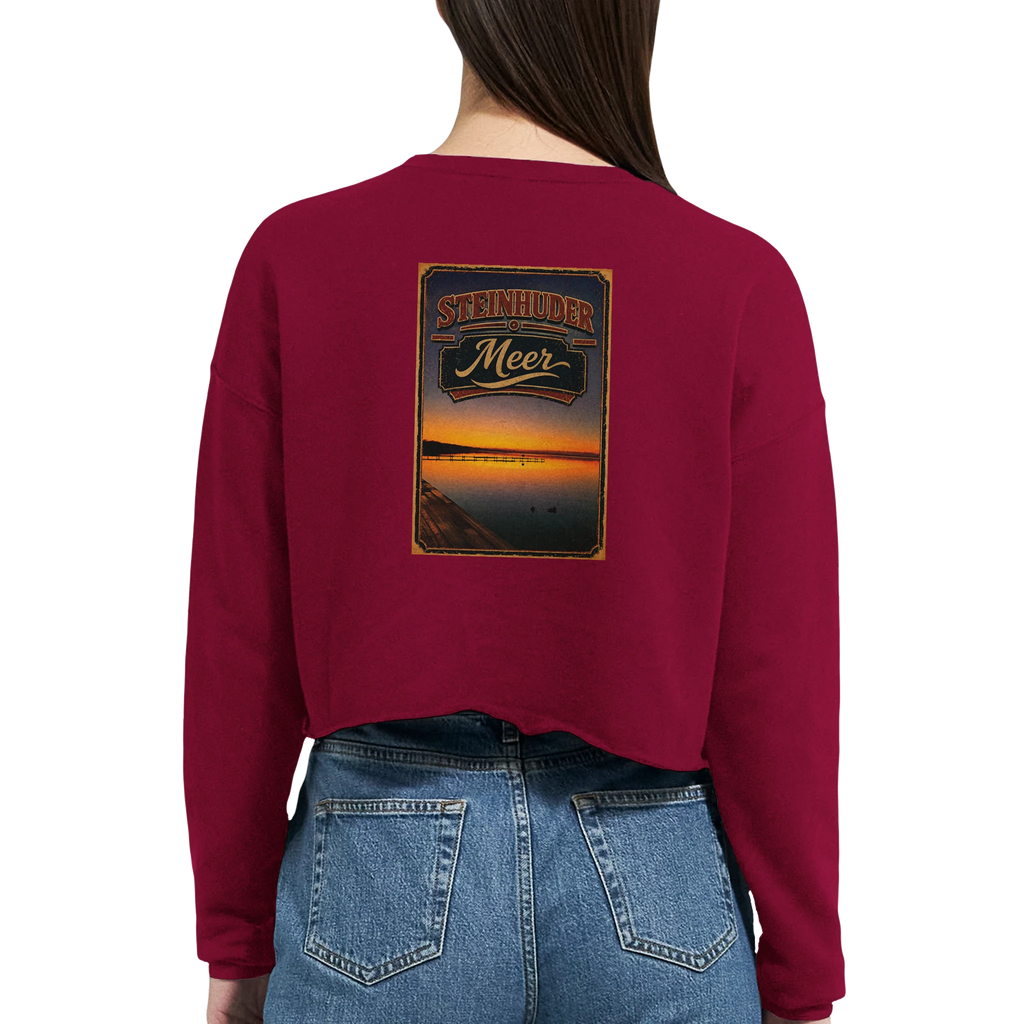 Damen-Pullover in Staubblau mit Motiv „Steg an der Planke“