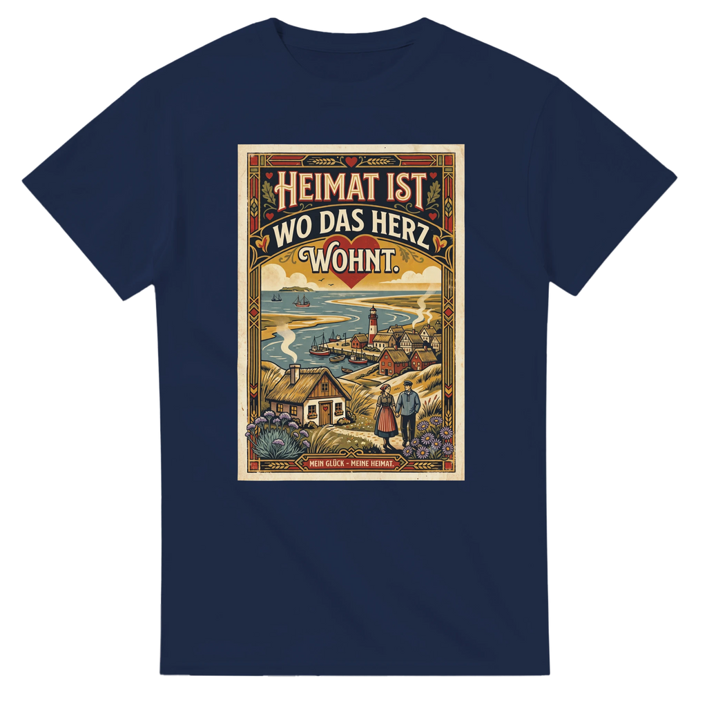 T-Shirt in Natur mit Motiv „Heimat ist, wo das Herz wohnt“