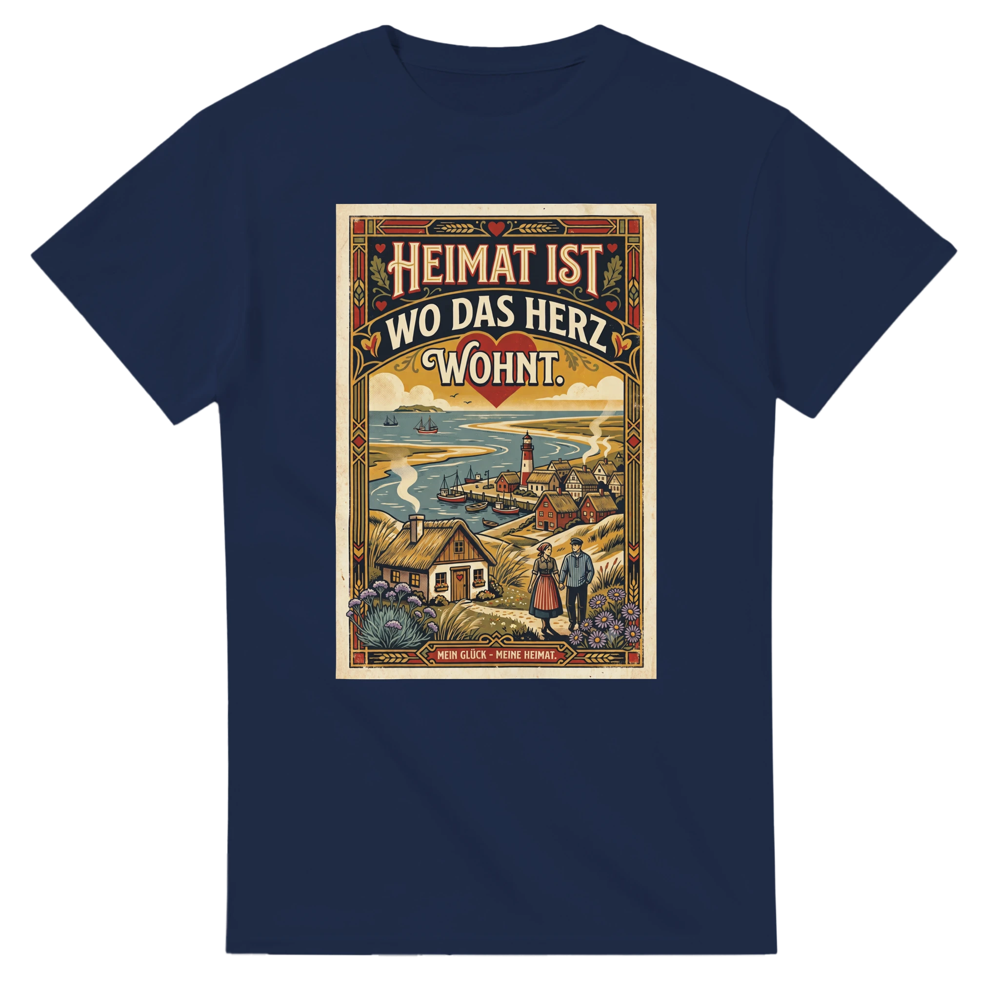 T-Shirt in Natur mit Motiv „Heimat ist, wo das Herz wohnt“