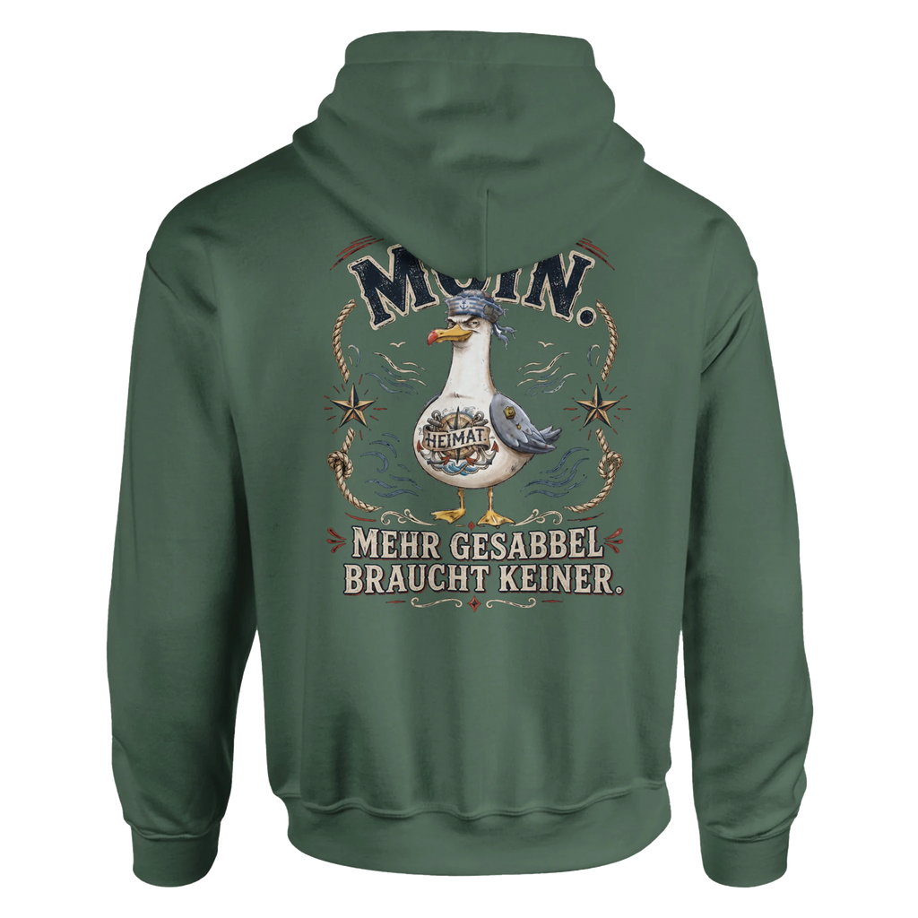 Hoodie in Weiß mit Motiv „Mehr Gesabbel braucht keiner“