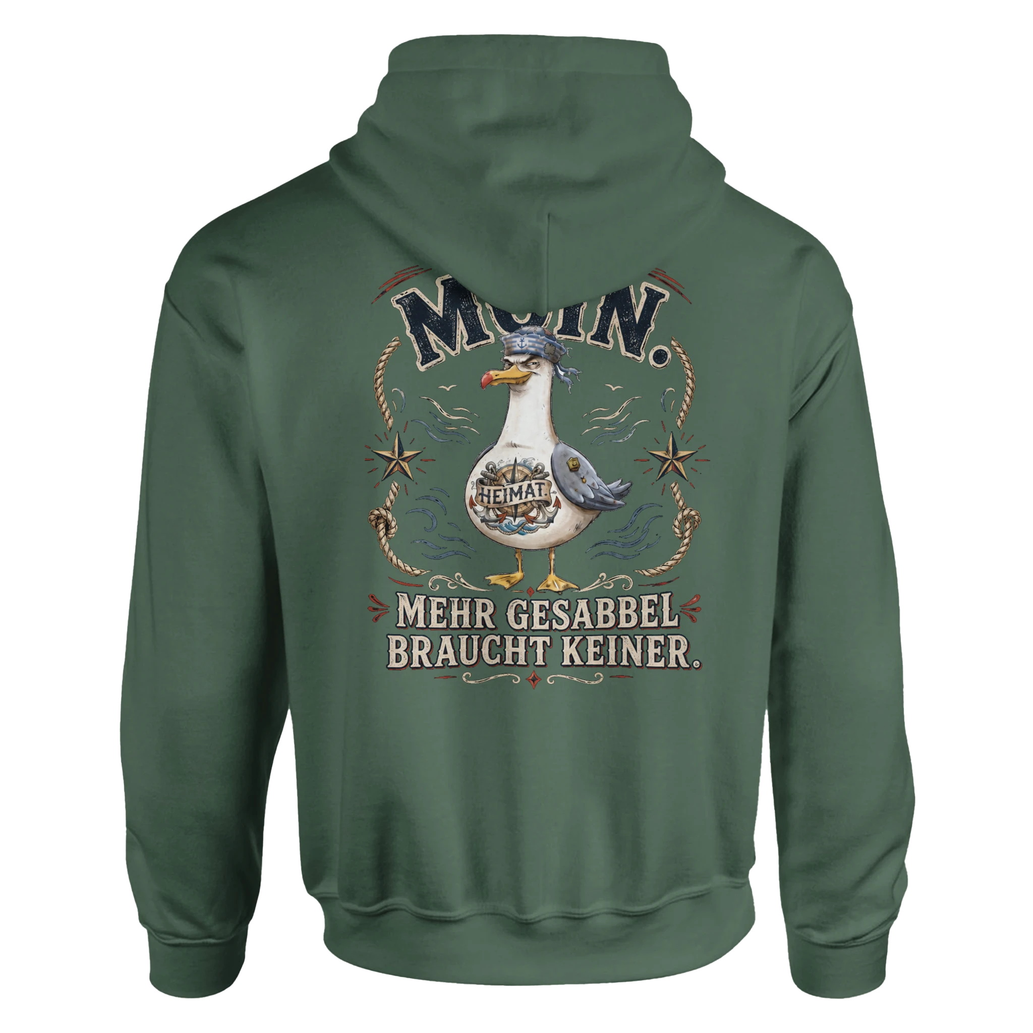 Hoodie in Weiß mit Motiv „Mehr Gesabbel braucht keiner“