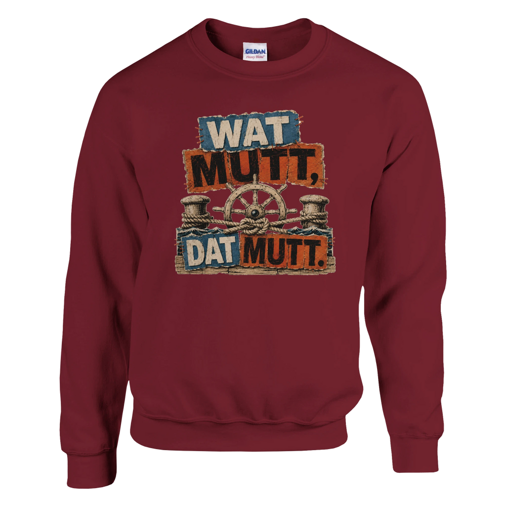 Pullover in Weiß mit Motiv „Wat Mutt, Dat Mutt.“