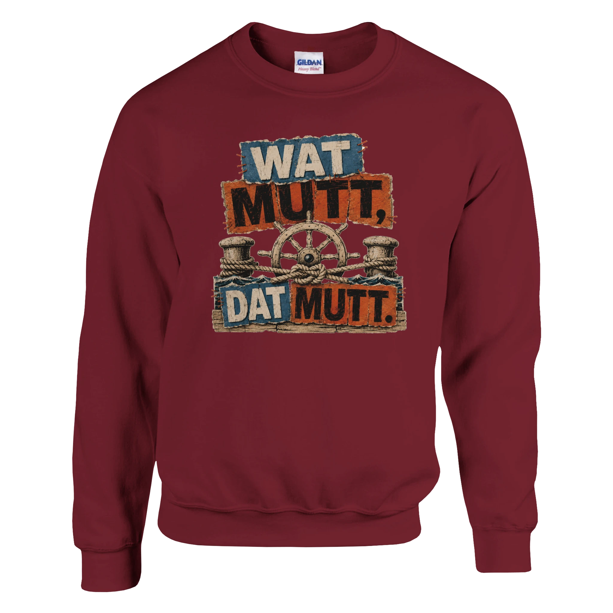 Pullover in Weiß mit Motiv „Wat Mutt, Dat Mutt.“