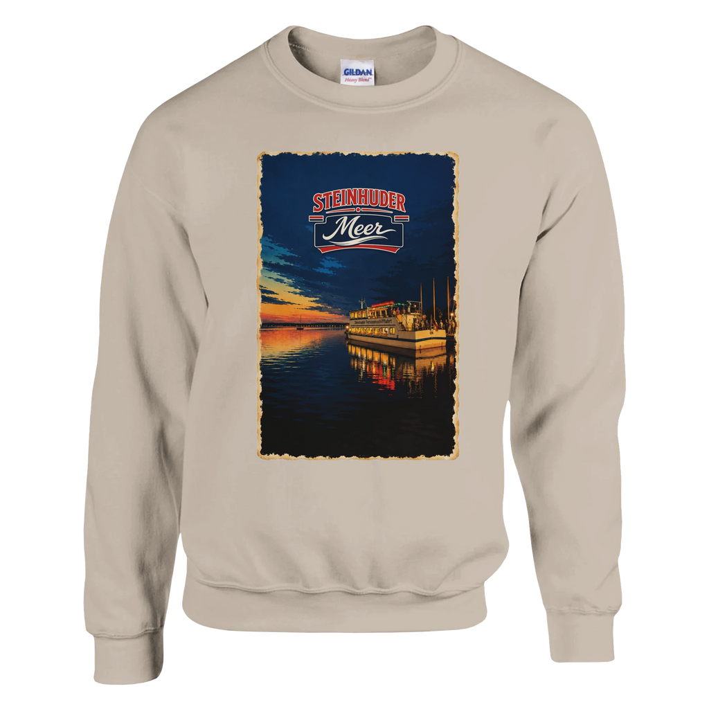 Pullover in Weiß mit Motiv „MS Steinhude Abendstimmung“