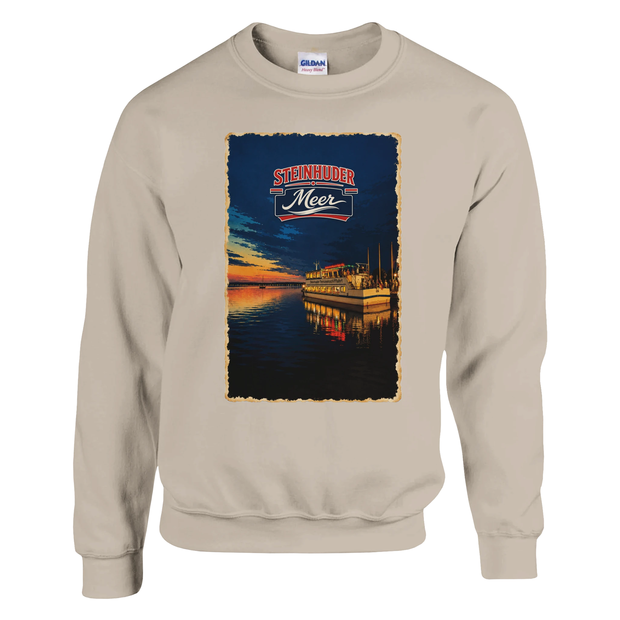 Pullover in Weiß mit Motiv „MS Steinhude Abendstimmung“