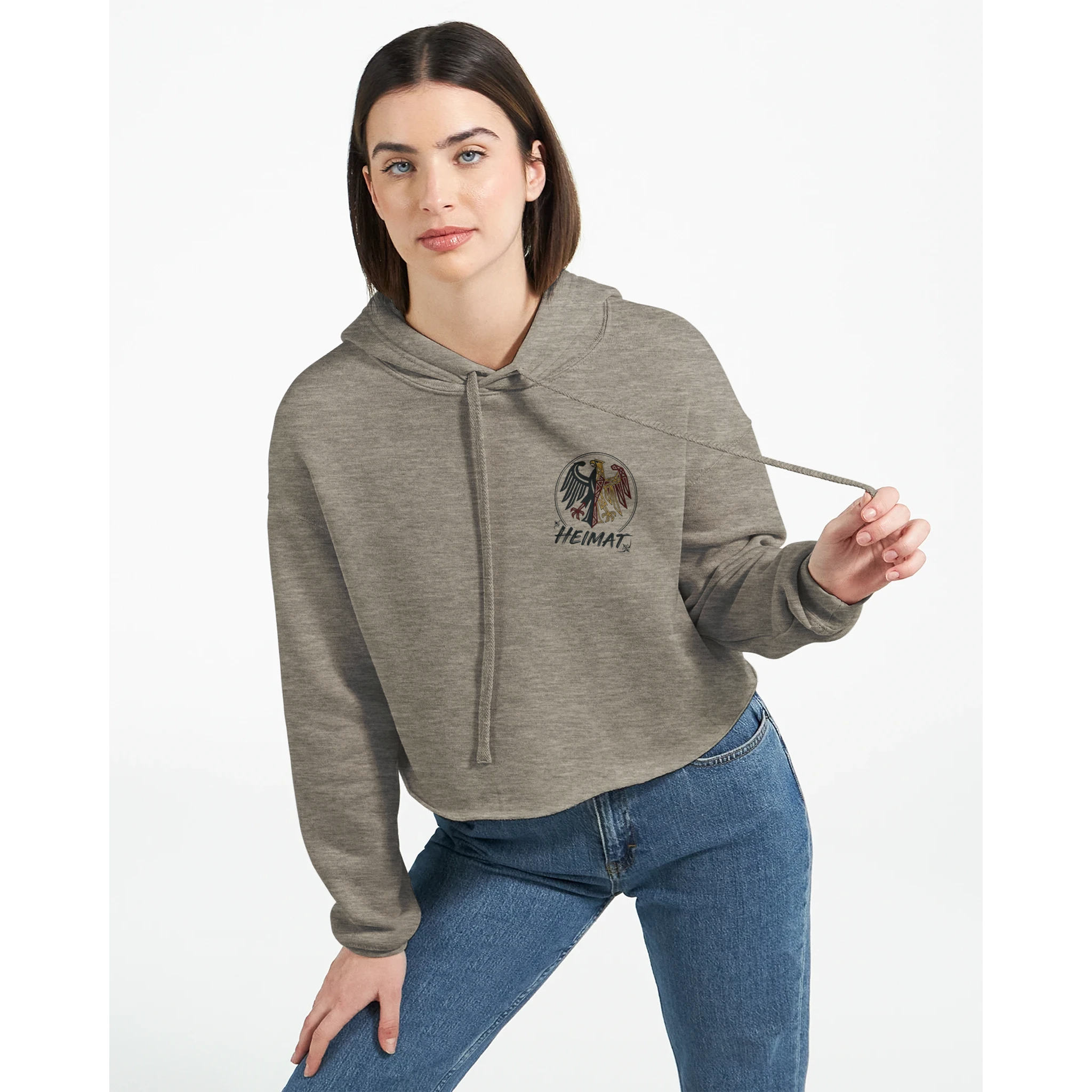 Damen-Hoodie in Pfirsich mit Motiv „Segler am Steinhuder Meer beim Sunset“