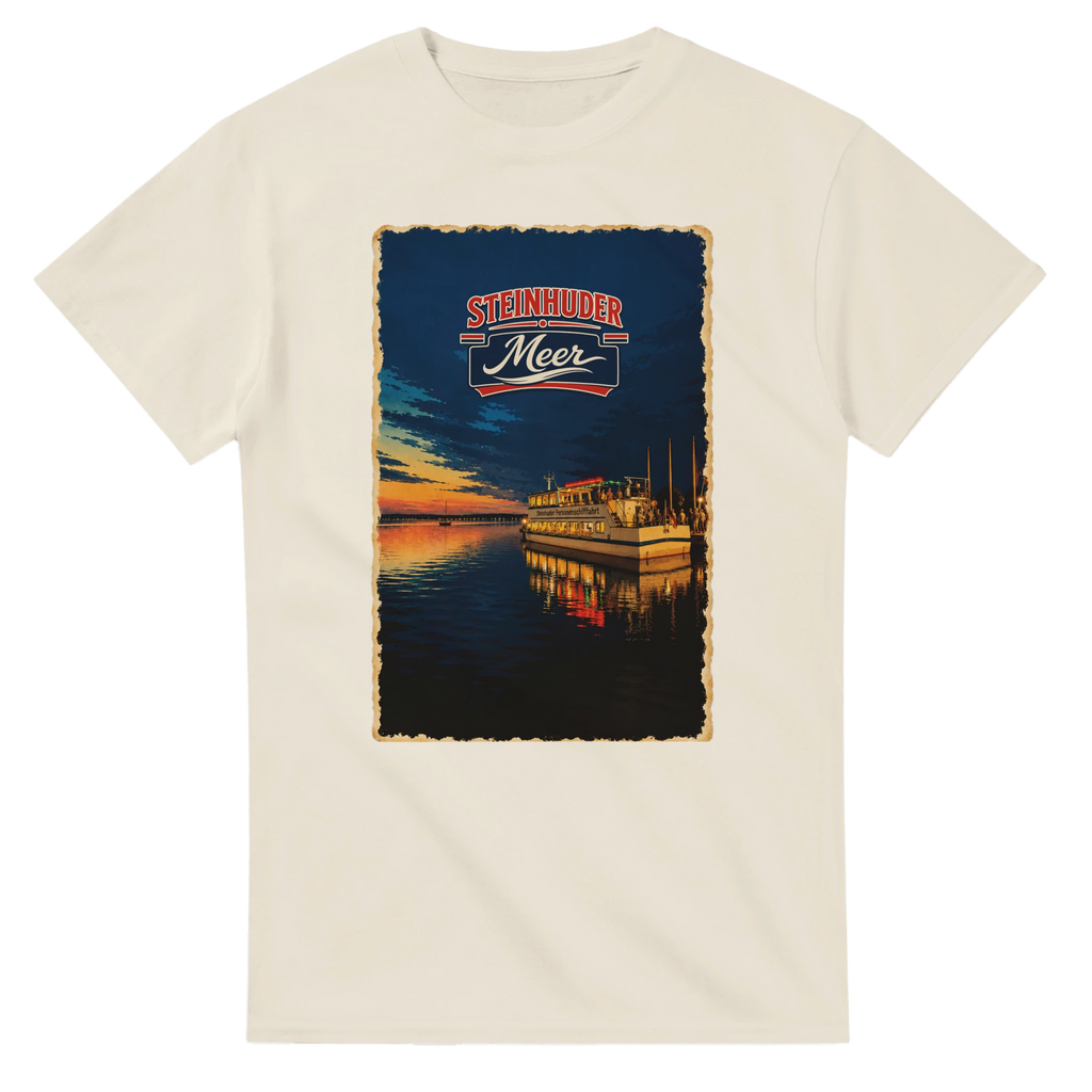 T-Shirt in Weiß mit Motiv „MS Steinhude Abendstimmung“