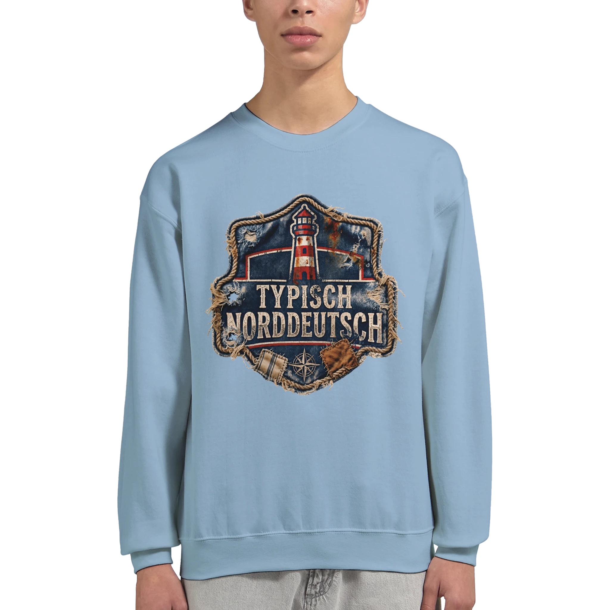 Pullover in Sand mit Motiv „Typisch Norddeutsch“