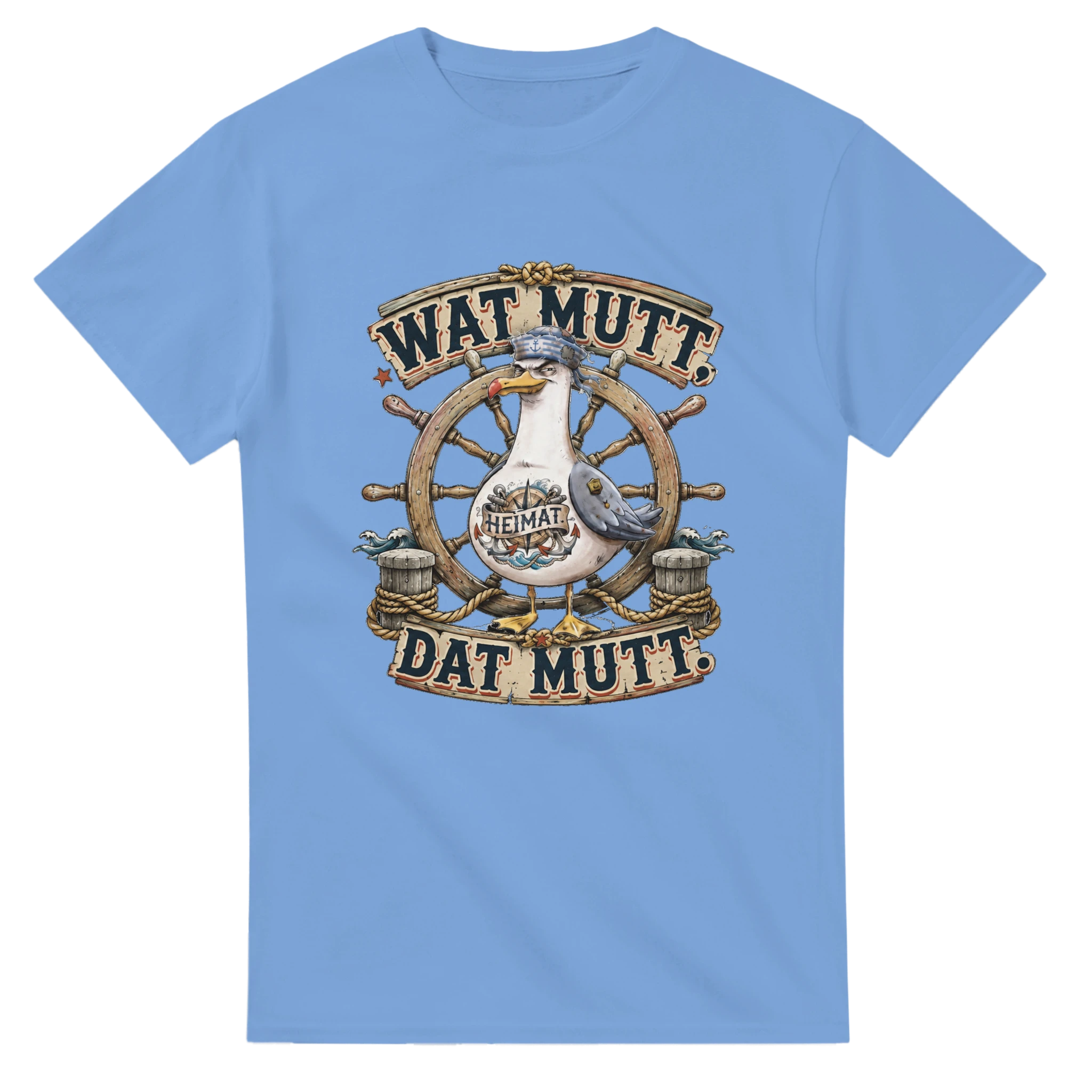 T-Shirt in Weiß mit Motiv „Wat Mutt, Dat Mutt. Möwe“
