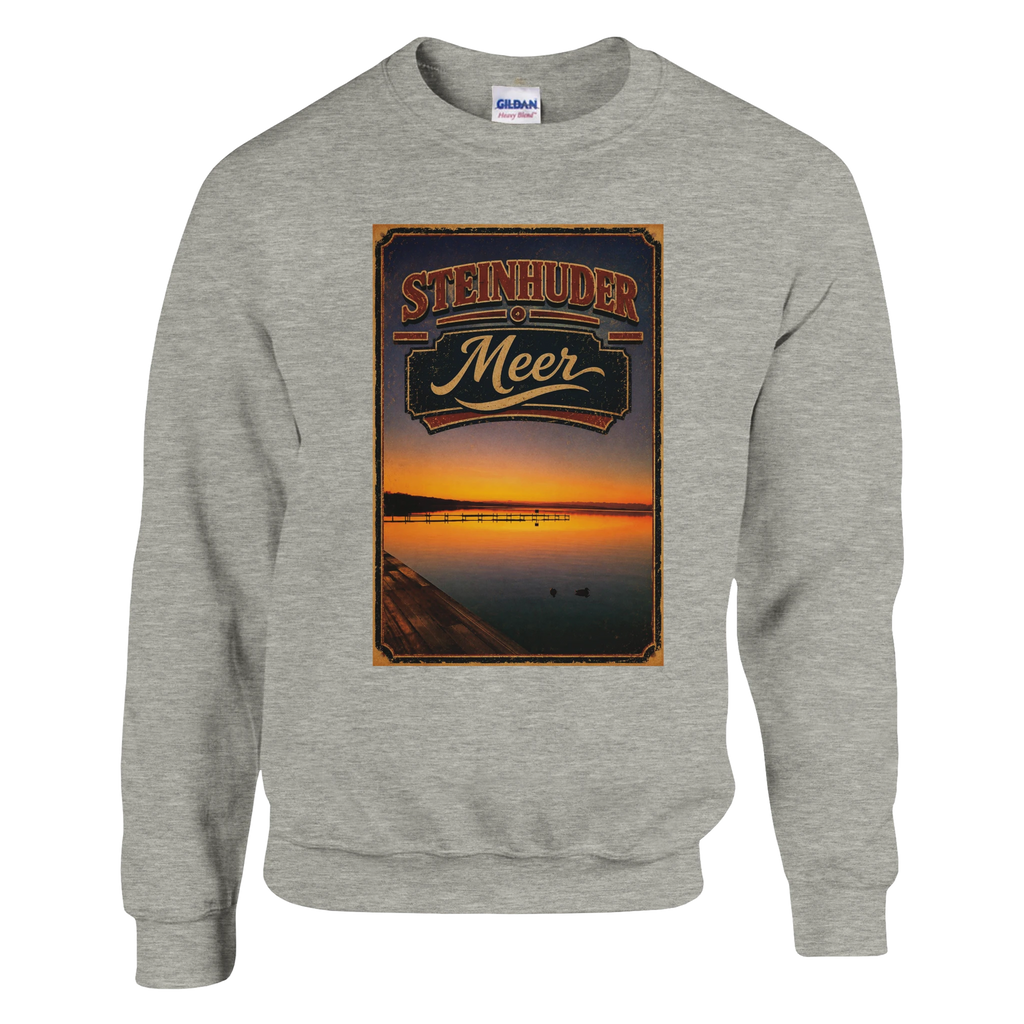 Pullover in Weiß mit Motiv „Steg an der Planke“