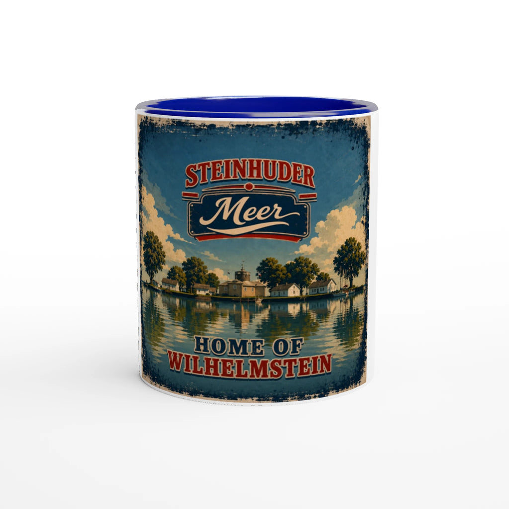Weiße Keramiktasse mit grüner Innenseite und Griff, 300 ml