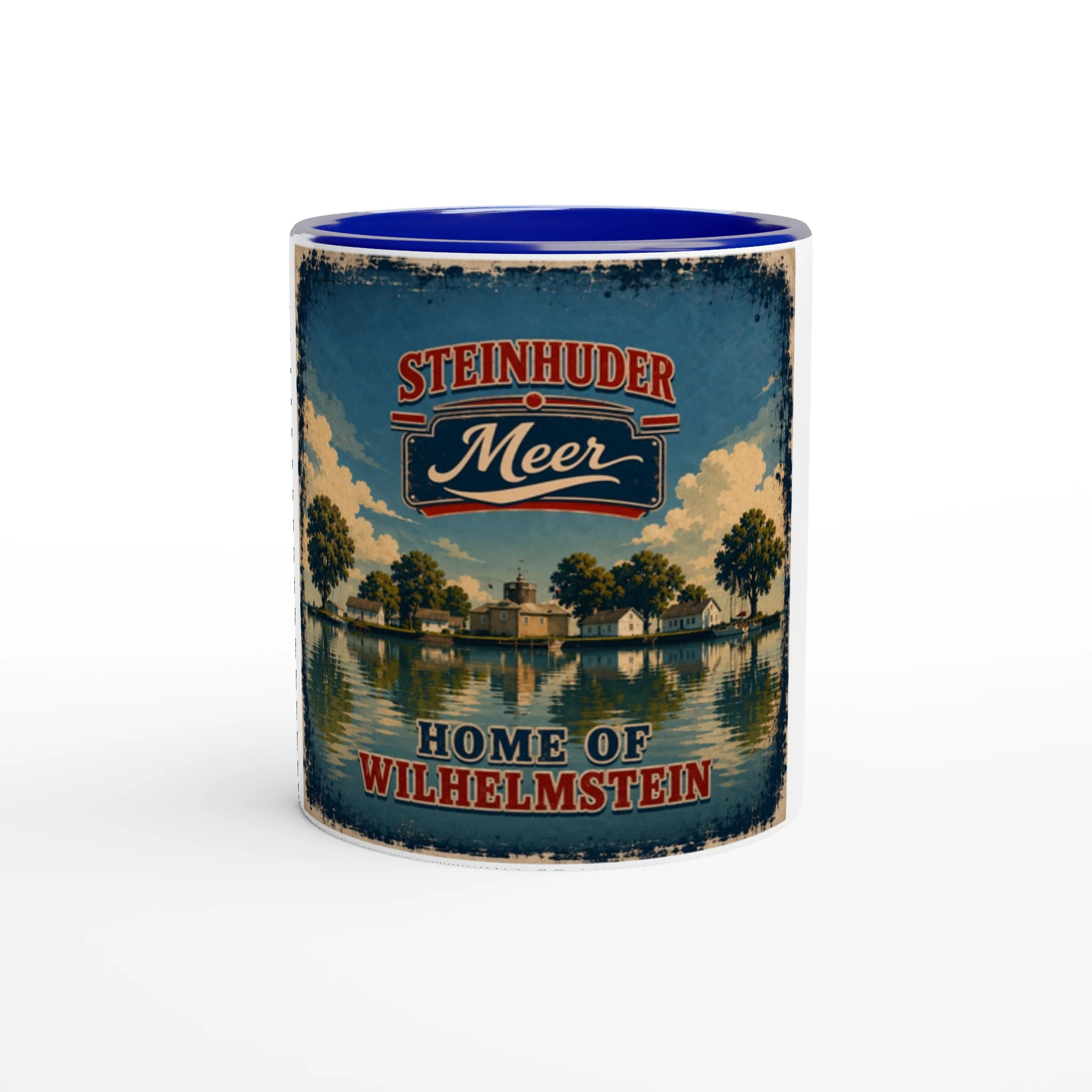 Weiße Keramiktasse mit grüner Innenseite und Griff, 300 ml